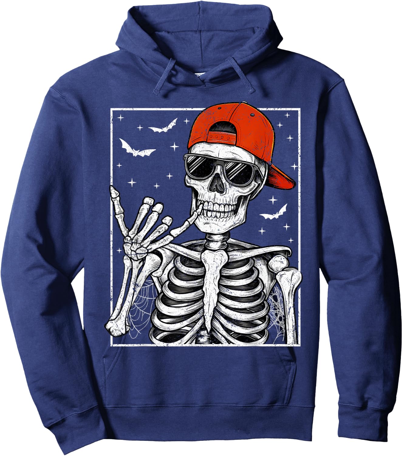 Skeleton Rock Hand Halloween Costume Cool Rock Music Rocker Hoodie - Hoodie | Navy