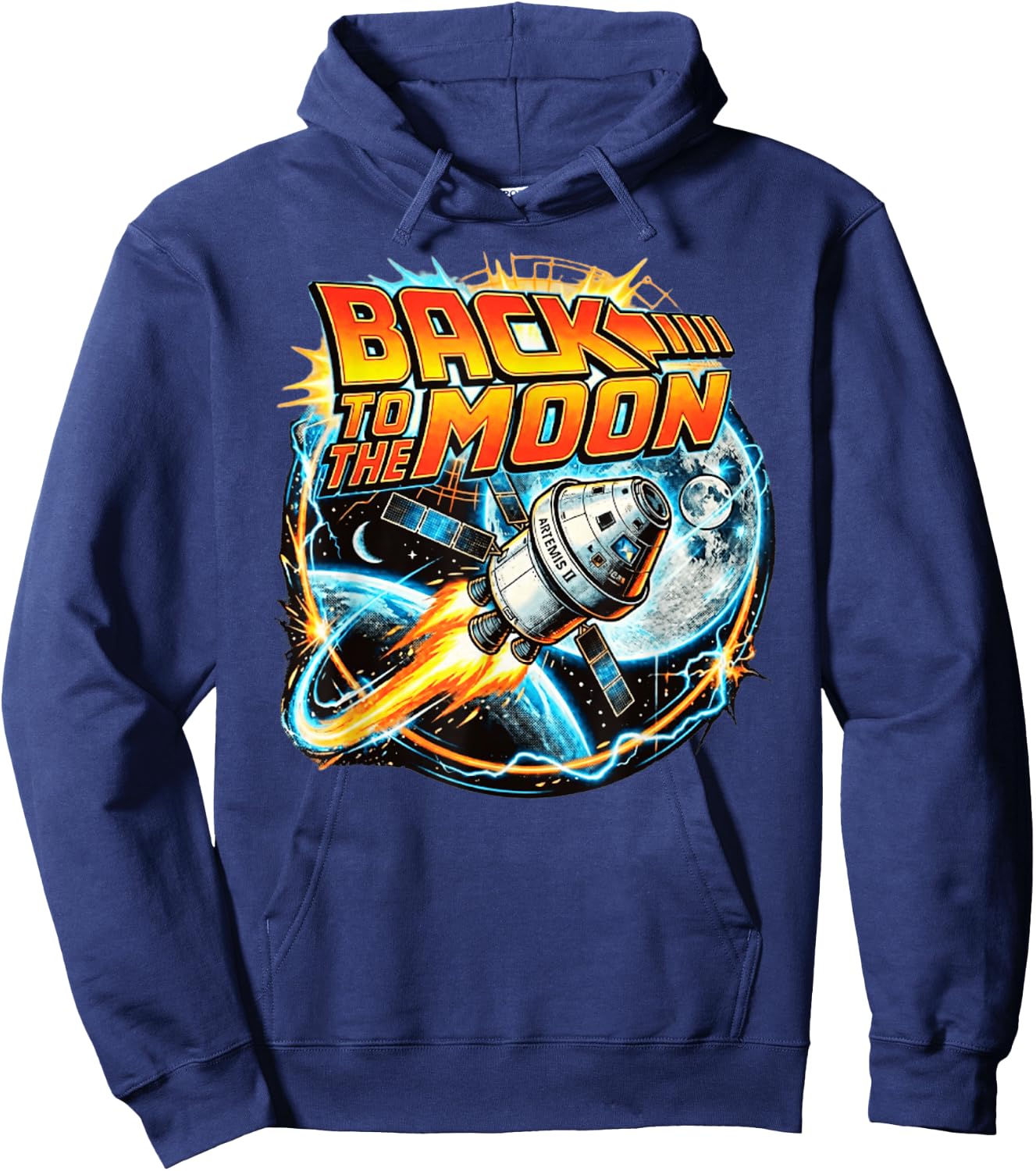 Retro Back to The Moon Funny Artemis Hoodie - Hoodie | Navy