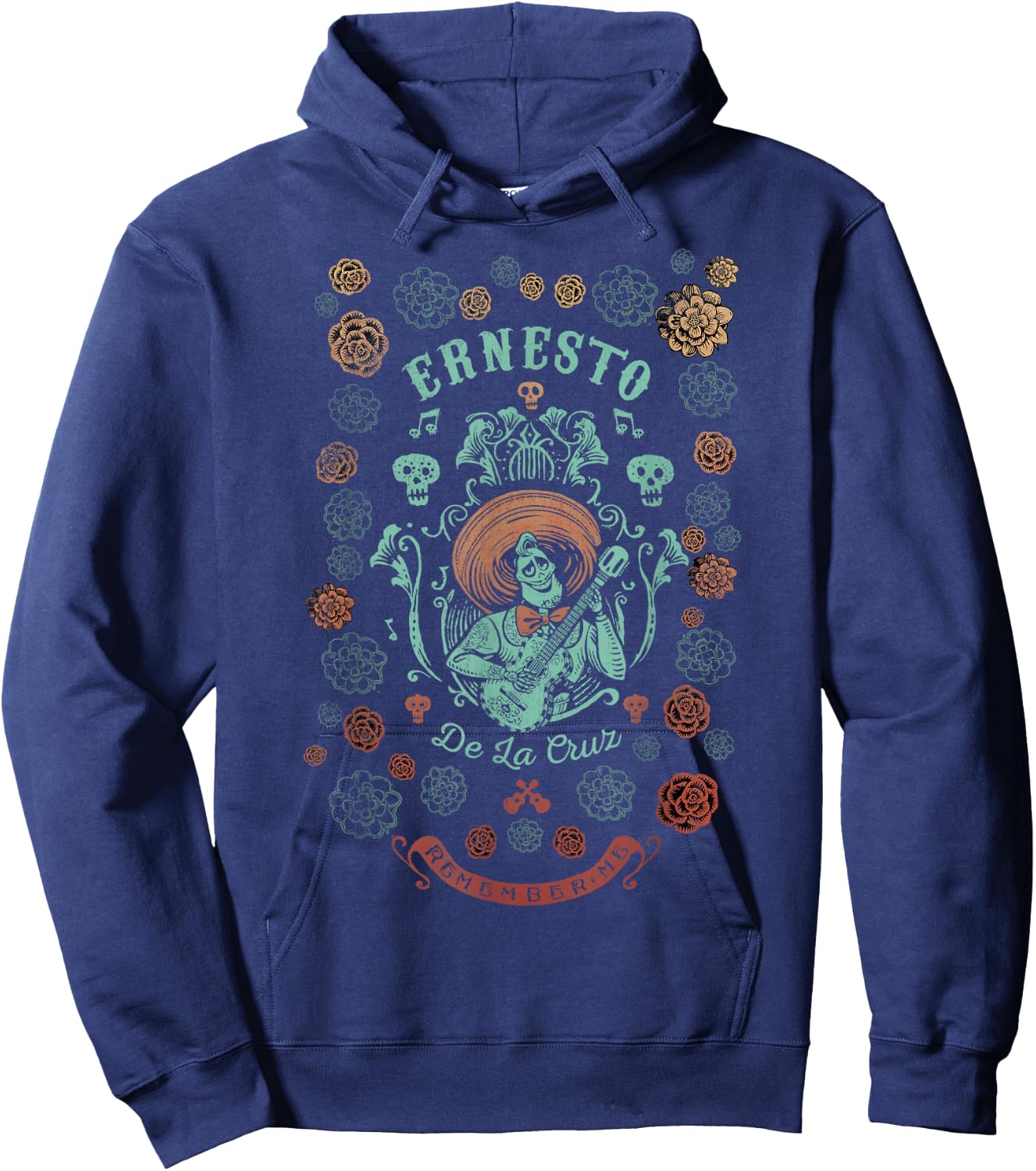 Disney Pixar Coco Ernesto Remember Me Floral Style Hoodie - Hoodie | Navy