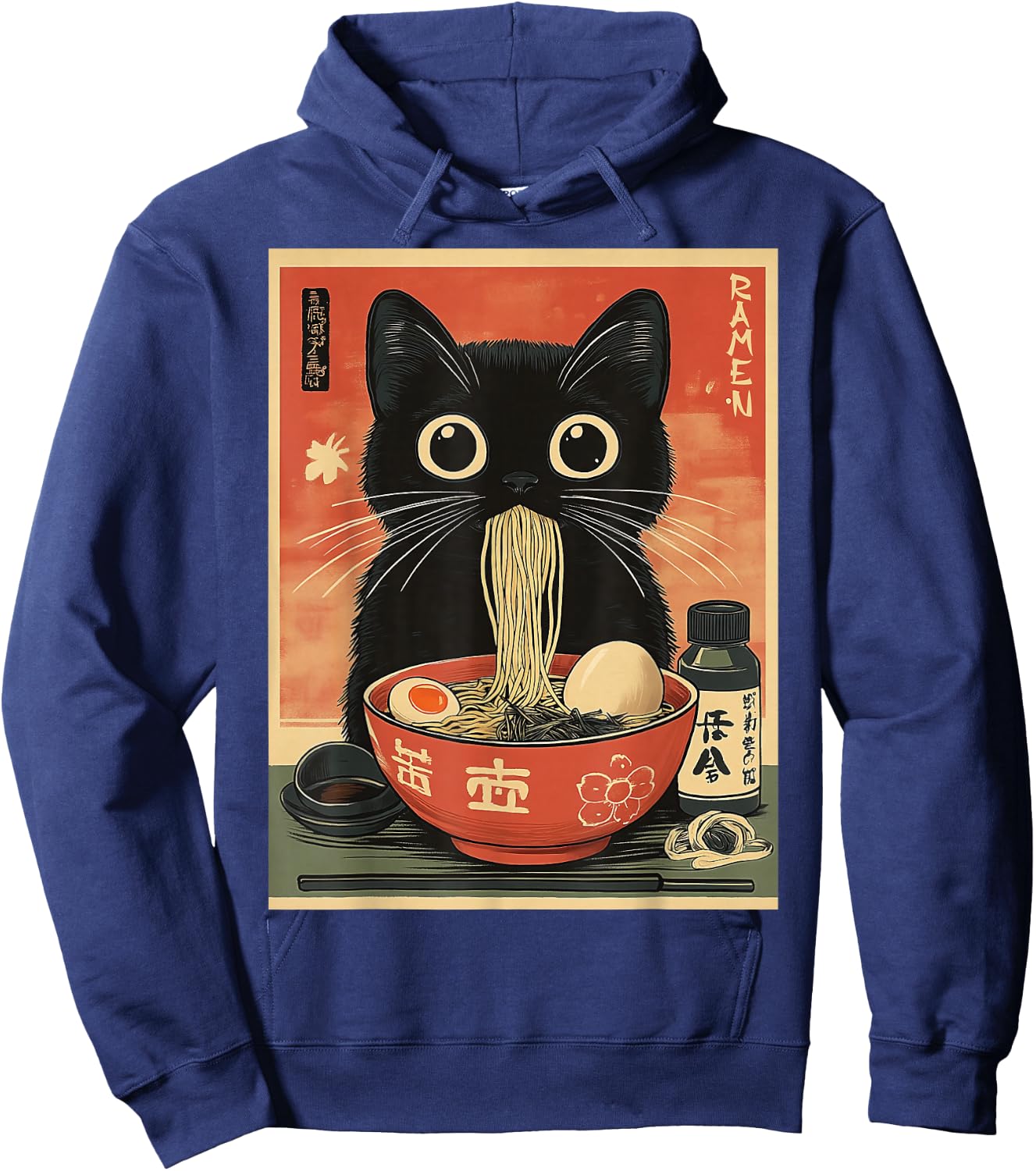 Kawaii Noodle Soup Anime Japanese Ramen Cat Girl Hoodie - Hoodie | Navy