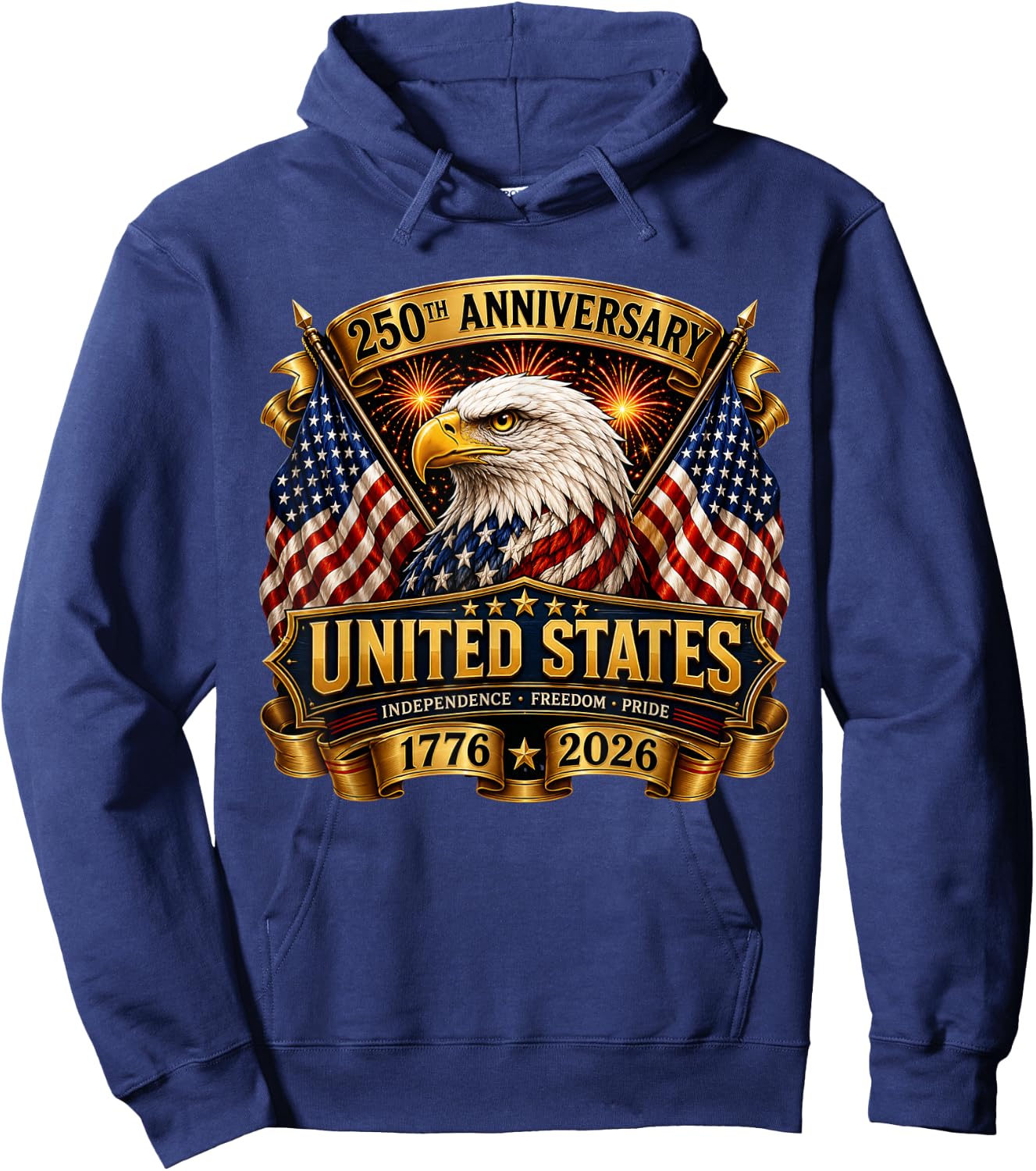 250th Anniversary Eagle 250 Years Freedom USA 4th of July Hoodie - Hoodie | Navy