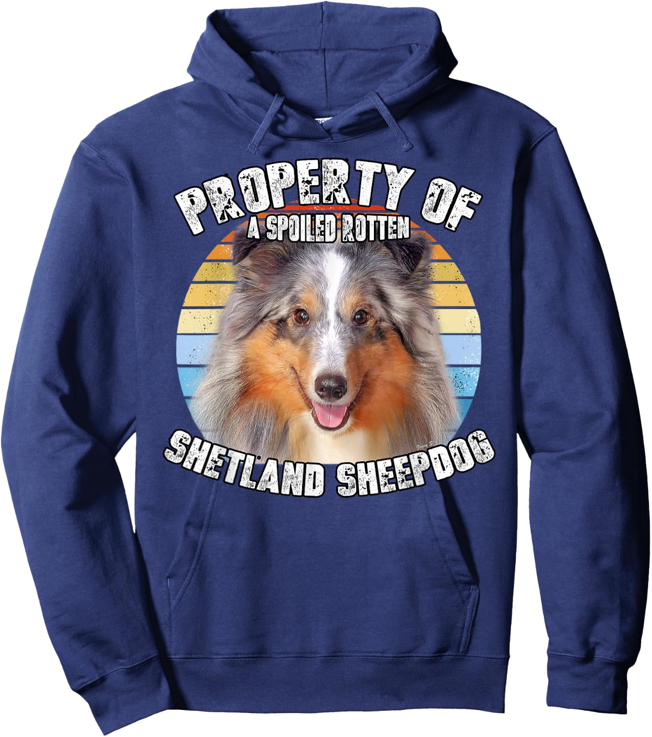 Shetland Sheepdog Sheltie Merle Property Of Retro Hoodie - Hoodie | Navy
