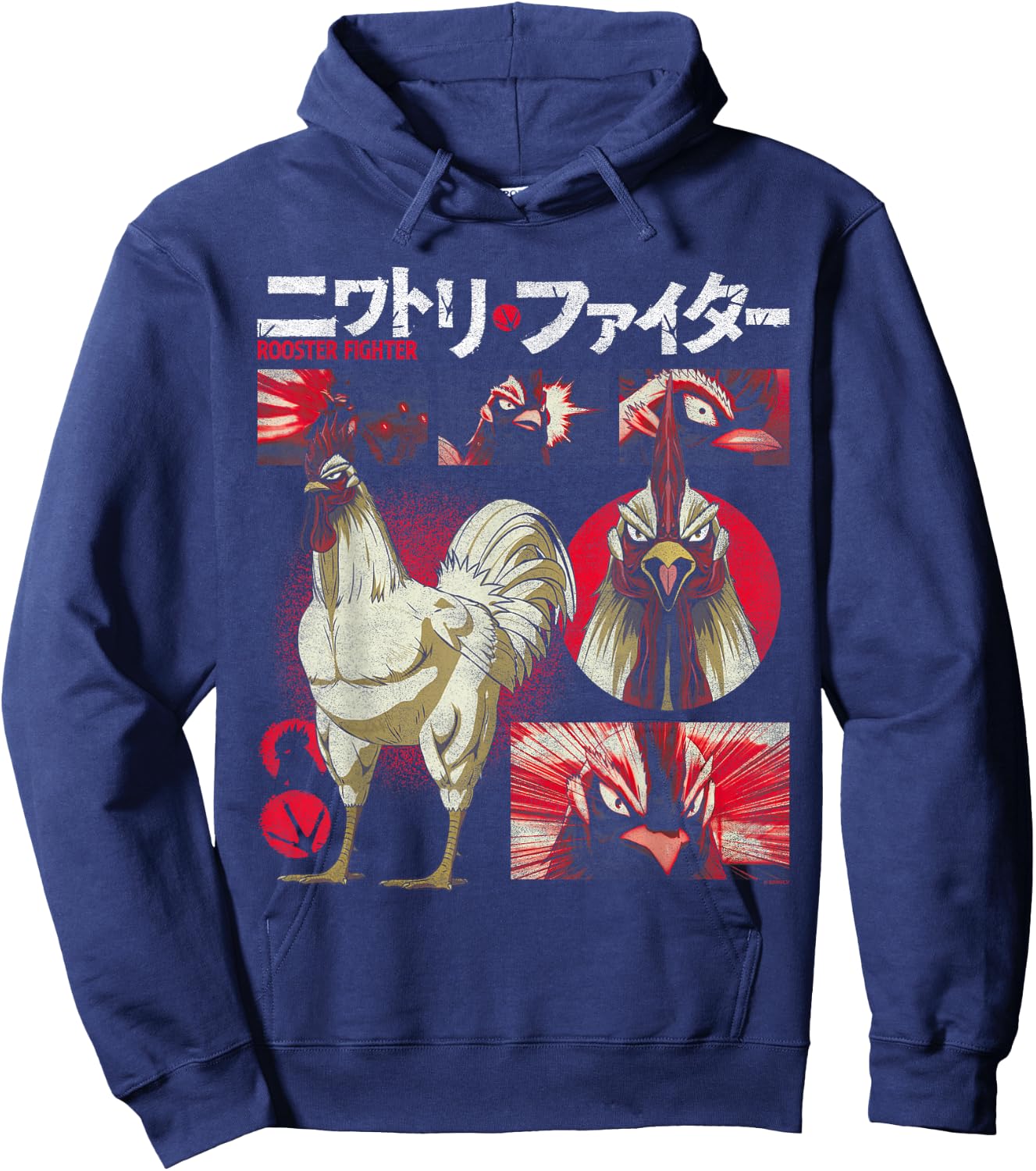 Rooster Fighter Keiji Collage Red Tone Action Anime Hoodie - Hoodie | Navy