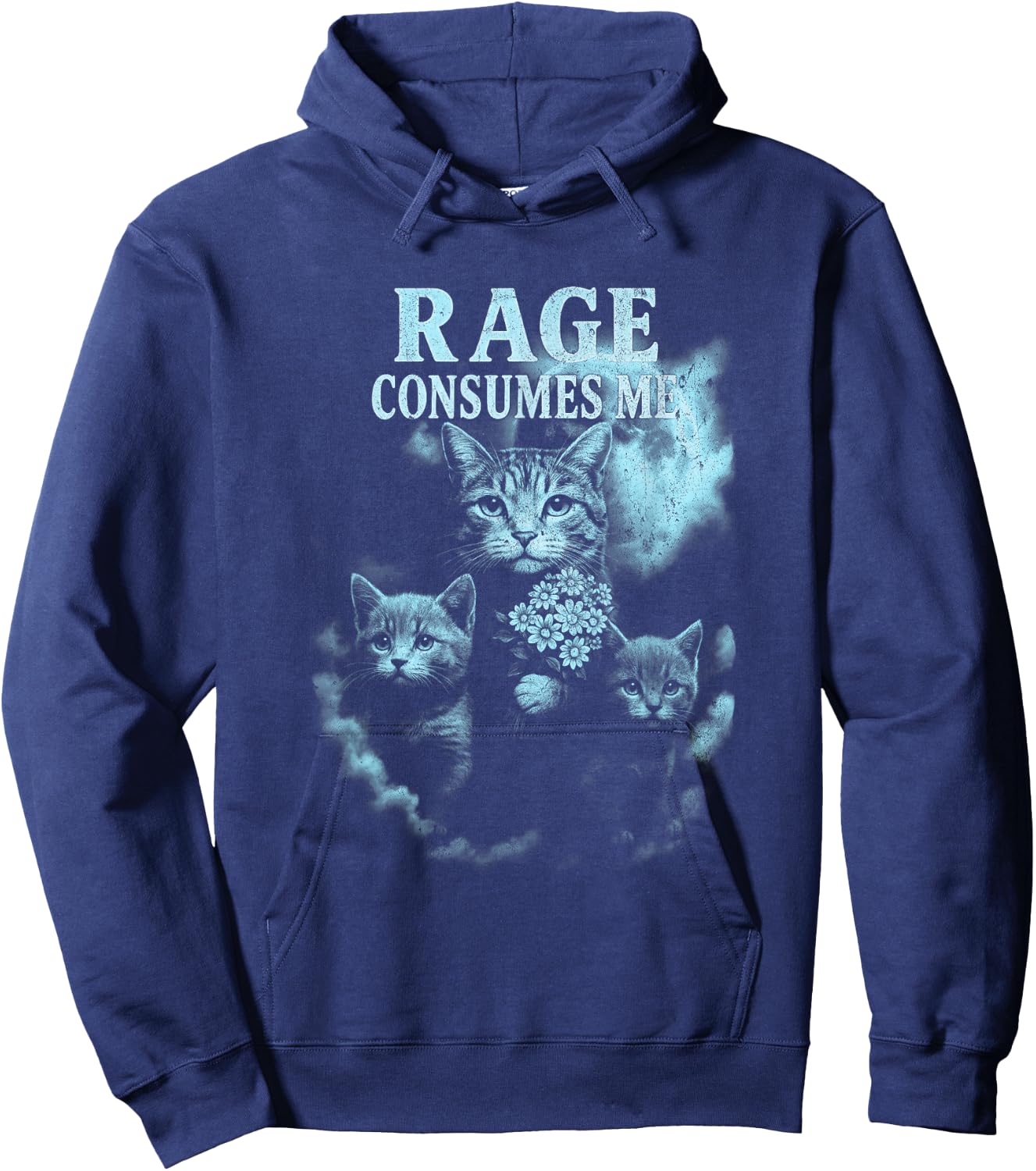 Rage Consumes Me Funny Cat Hoodie - Hoodie | Navy