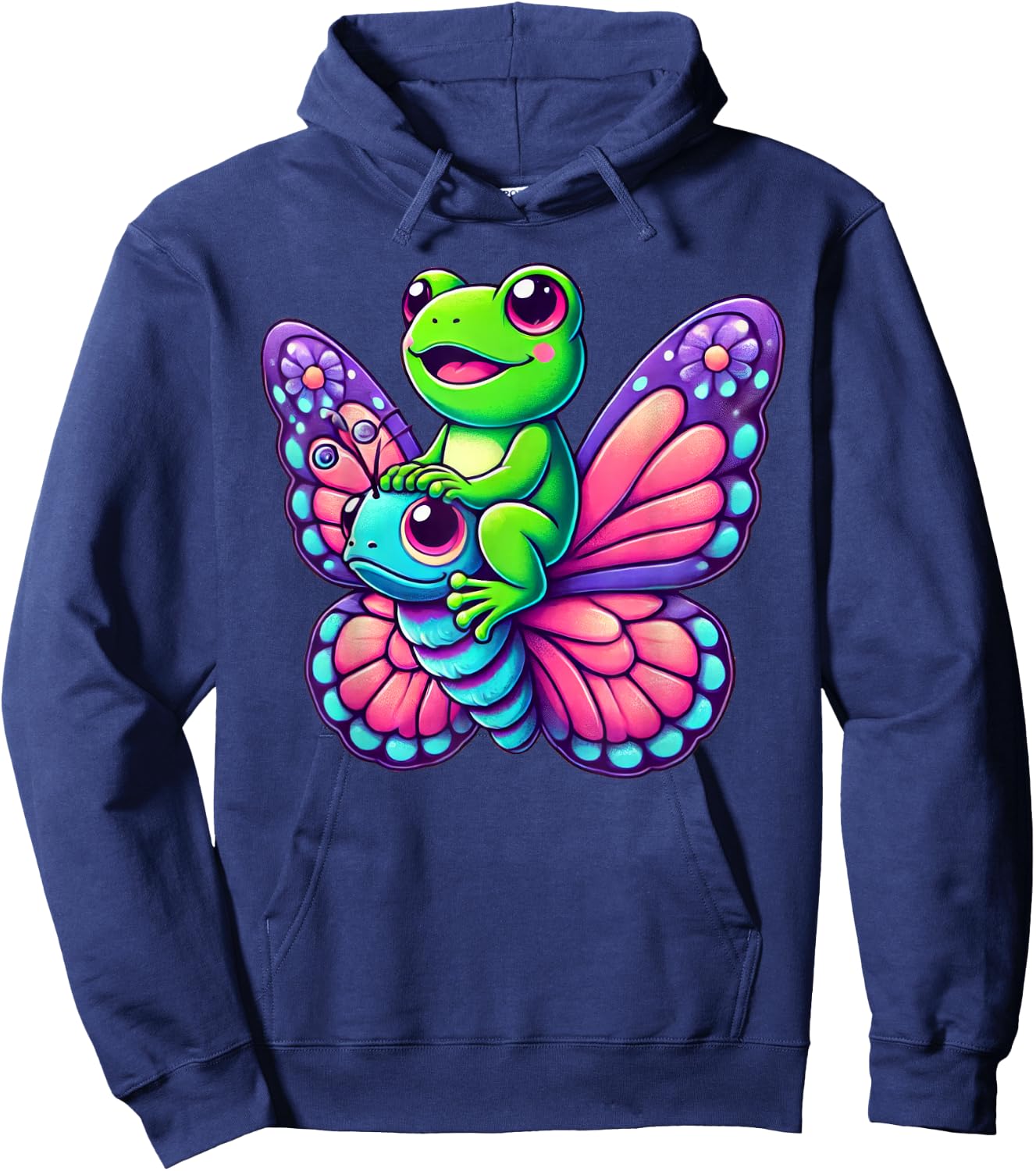 Cute Kawaii Frog Butterfly Hoodie - Hoodie | Navy