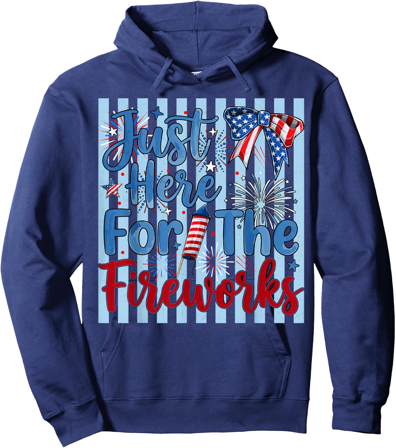 Funny 4th of July just here for the Fireworks Couples Hoodie - Hoodie | Navy