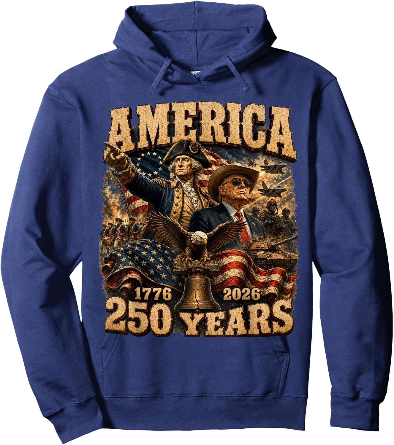 250 Years America Anniversary 250th Trump Washington Hoodie - Hoodie | Navy