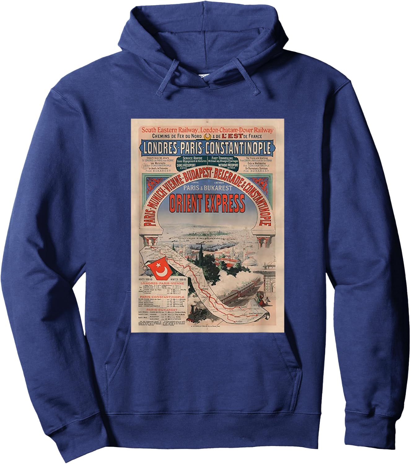 Orient Express Train Manifesto Poirot Hoodie - Hoodie | Navy