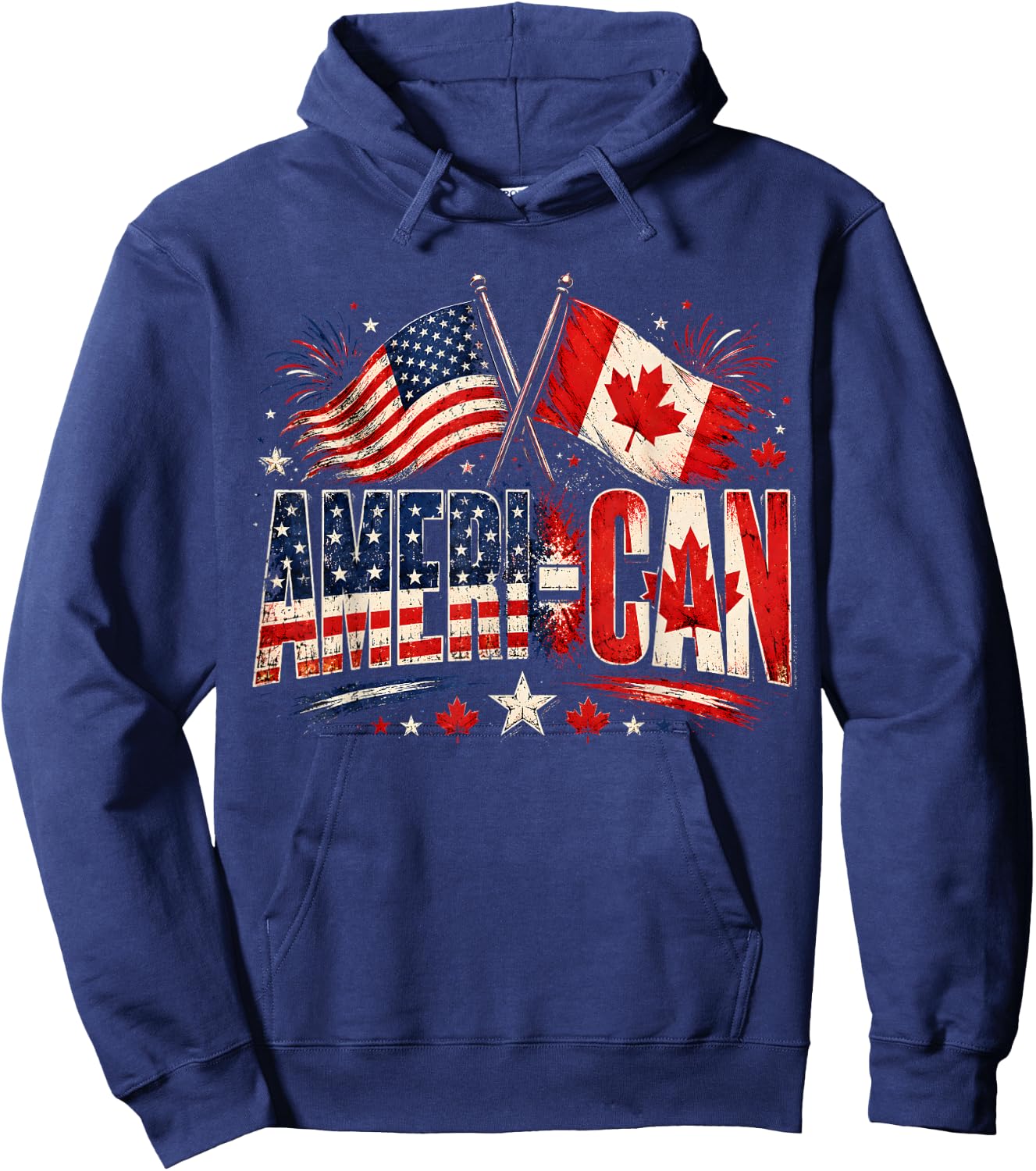 Retro Ameri-Can Canada USA Flag Patriotic Canadian American Hoodie - Hoodie | Navy
