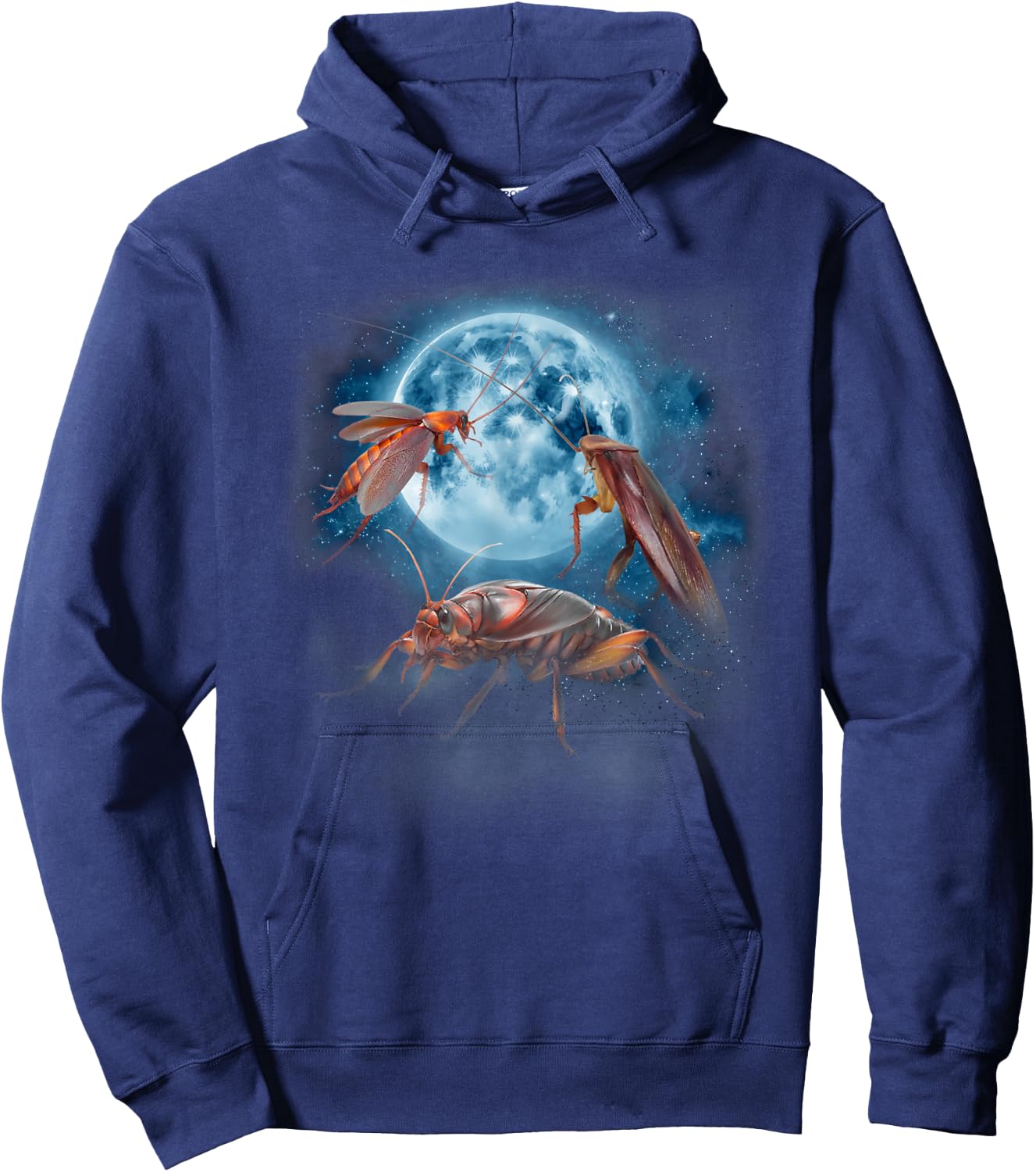 Cockroach Shirt - Cockroach Shirt Funny Howling at the Moon Hoodie - Hoodie | Navy
