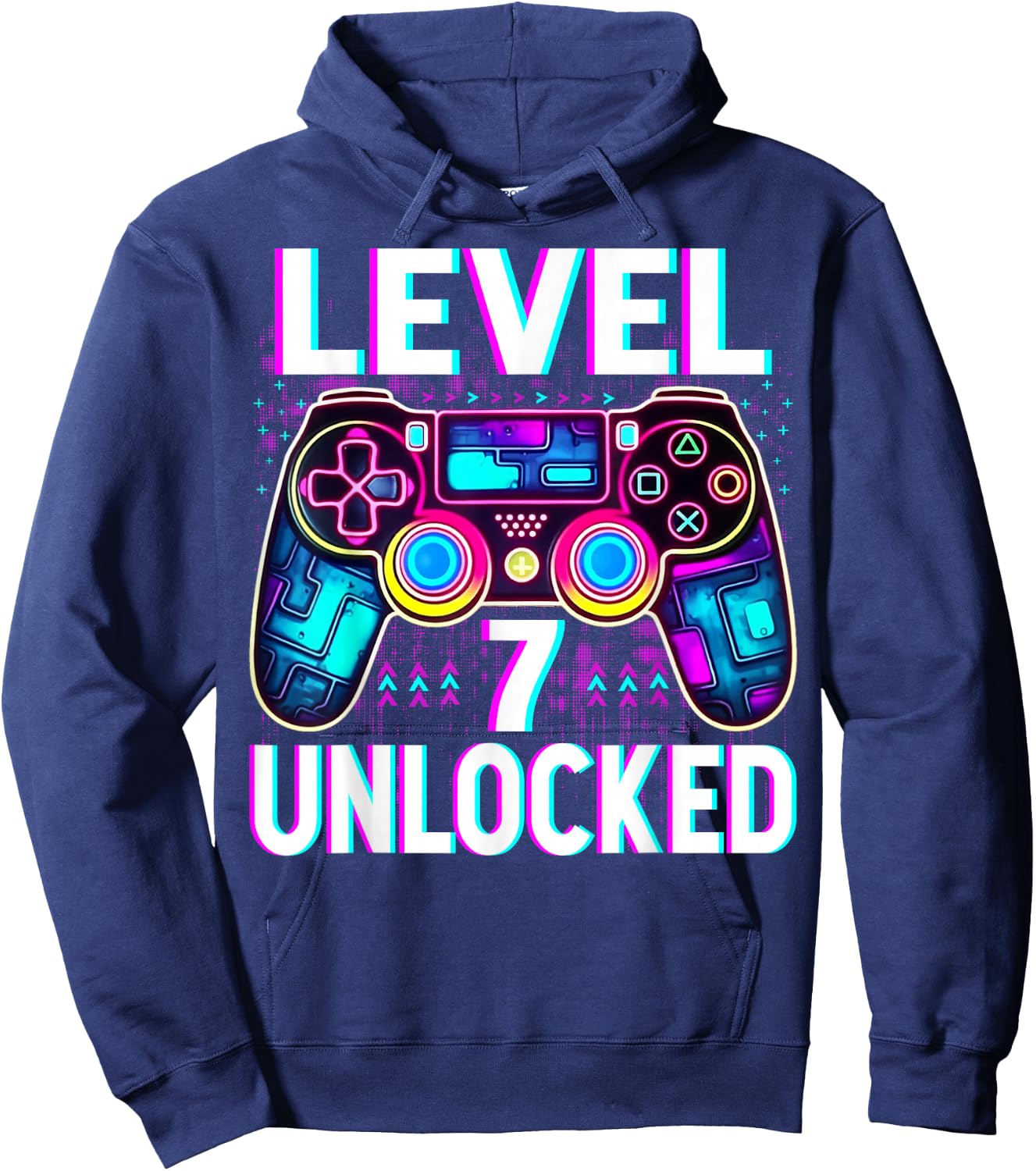 Level 7 Unlocked Shirt Funny Video Gamer Geek 7th Birthday Hoodie - Hoodie | Navy