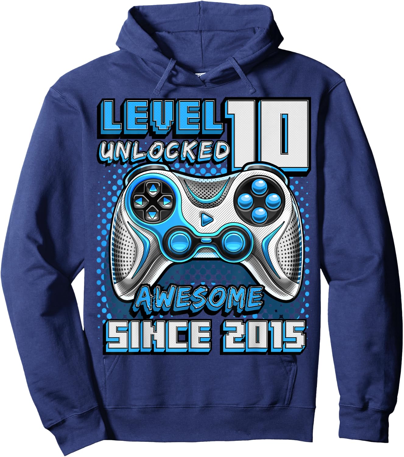 10th Birthday Boy Level 10 Gamer 10 Year Video Game Party Hoodie - Hoodie | Navy