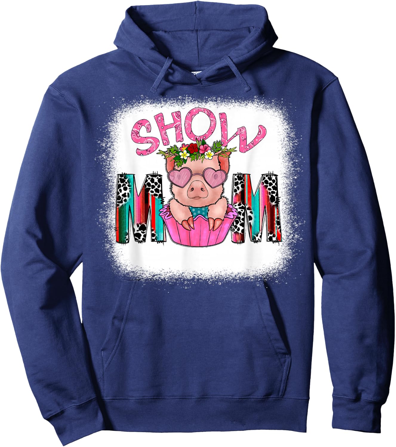 Show Mom Pig Print Leopard for Mother's Day Pig Lovers Hoodie - Hoodie | Navy