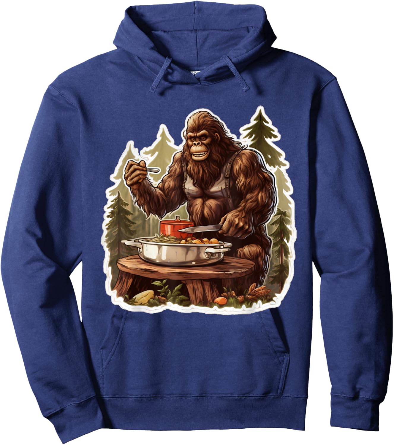 Bigfoot Chef Sasquatch Cooking Food Funny Foodie Hoodie - Hoodie | Navy