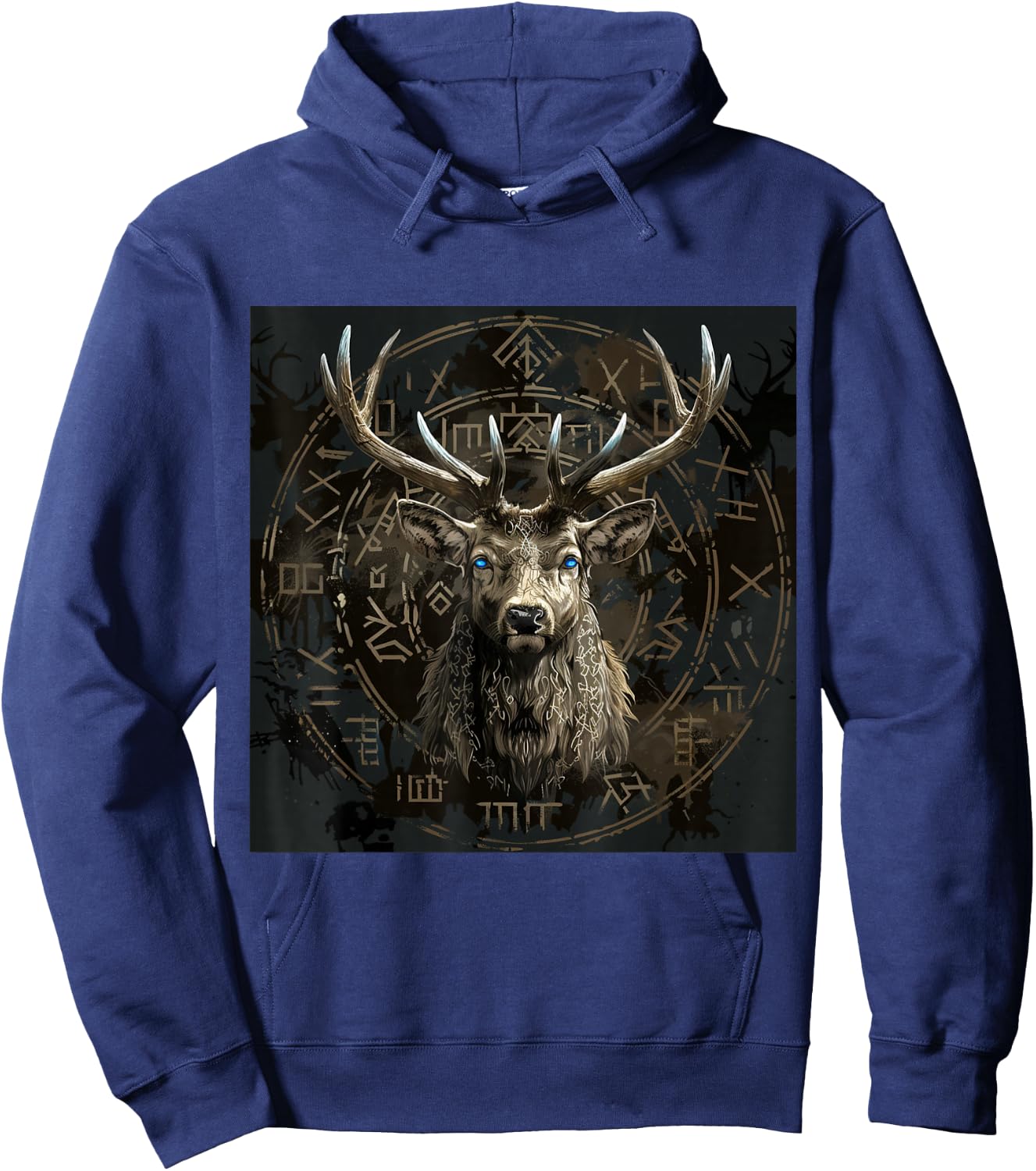 Viking Eikthyrnir Deer Runes Vikings Valhalla Germanen Hoodie - Hoodie | Navy