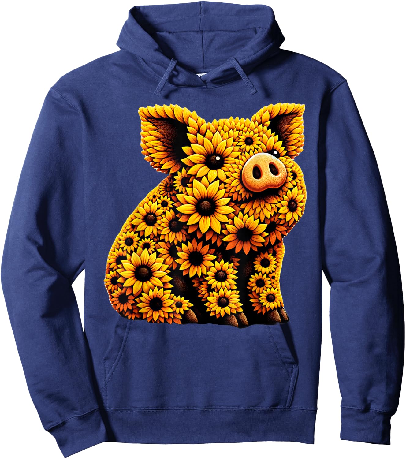 Sunflower Pig Flower Gardening Floral Hoodie - Hoodie | Navy