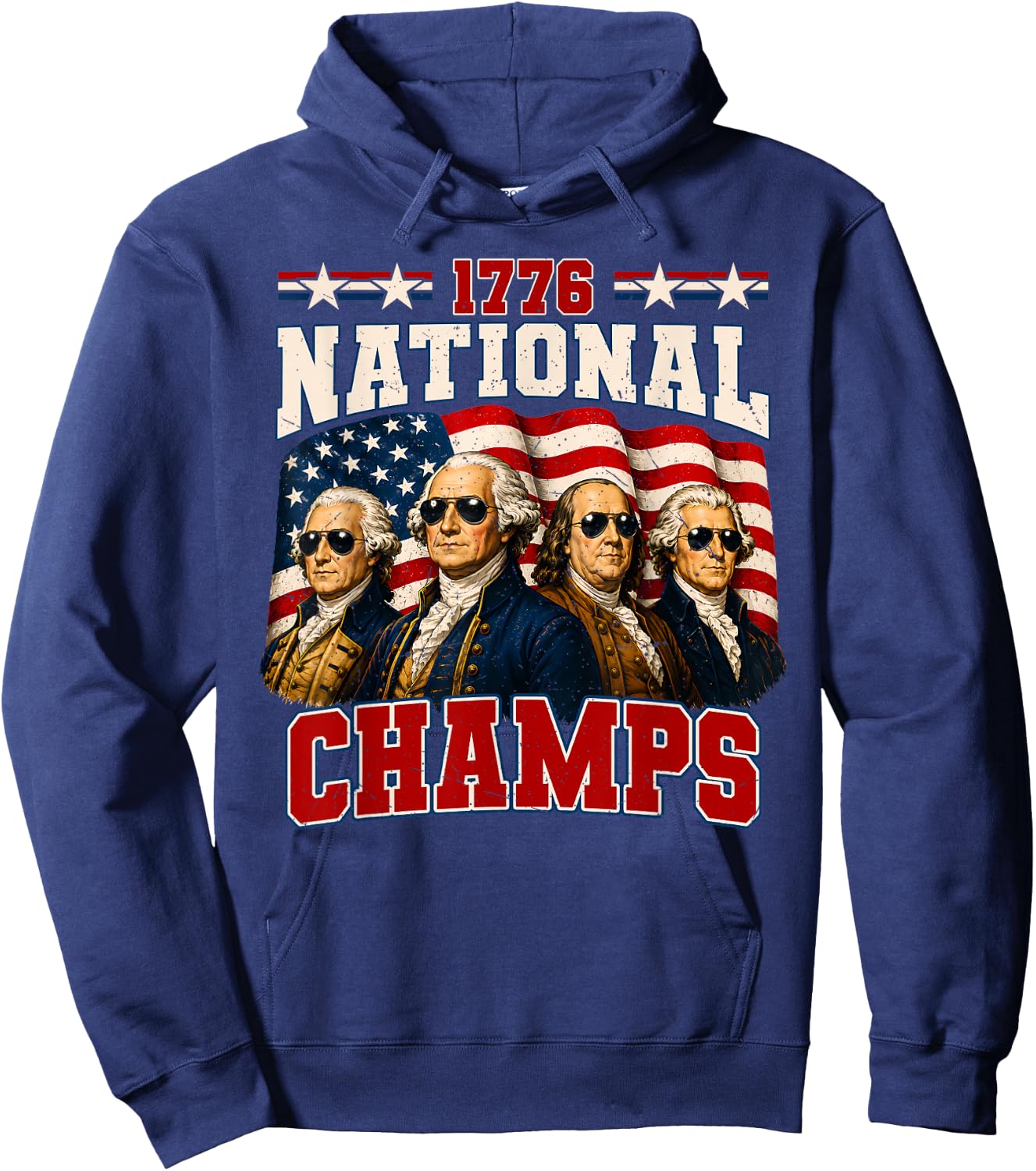 1776 National Champs Funny Patriotic America Founding Father Hoodie - Hoodie | Navy