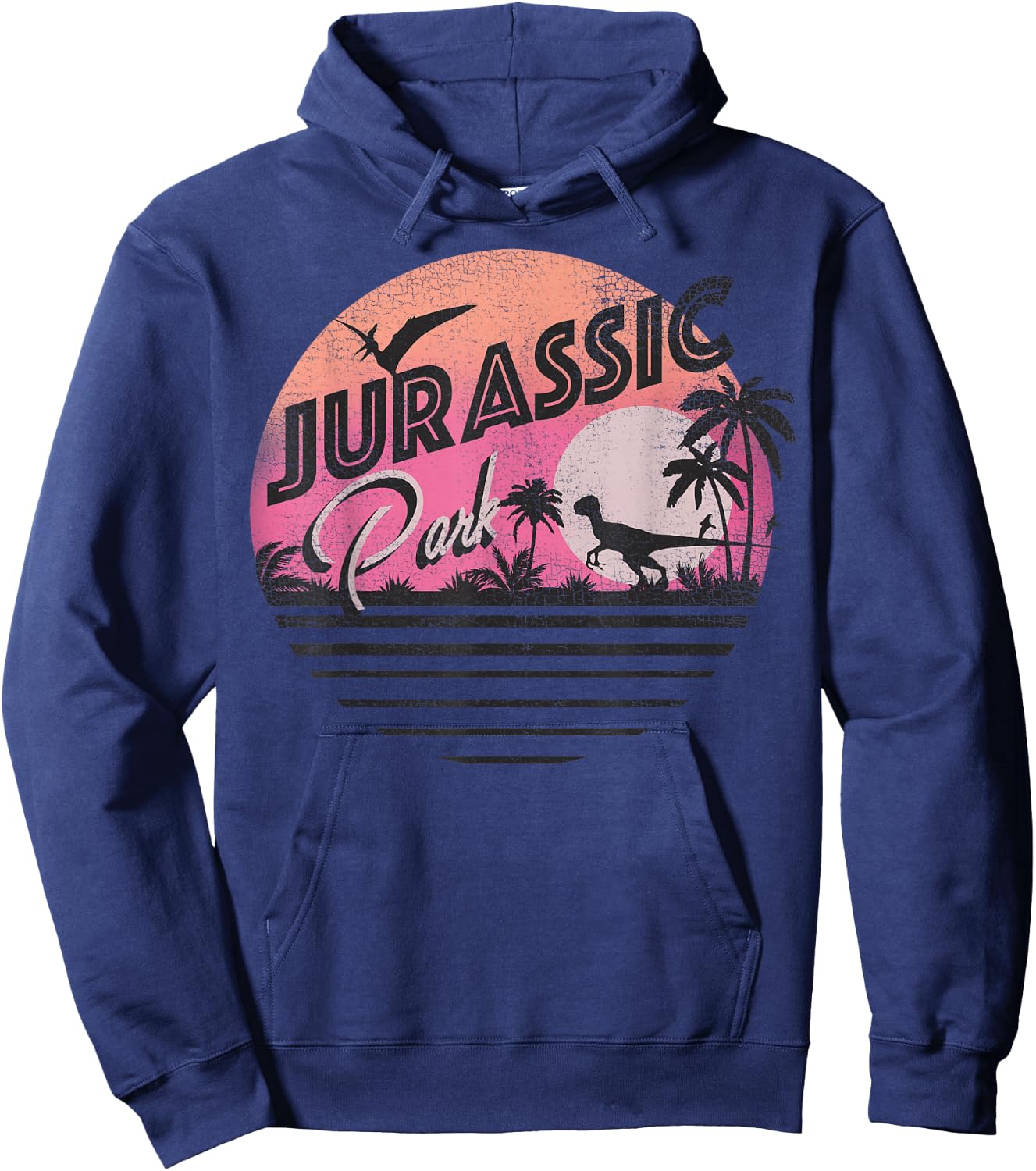 Jurassic Park Retro 90's Dinosaur Scene Hoodie - Hoodie | Navy