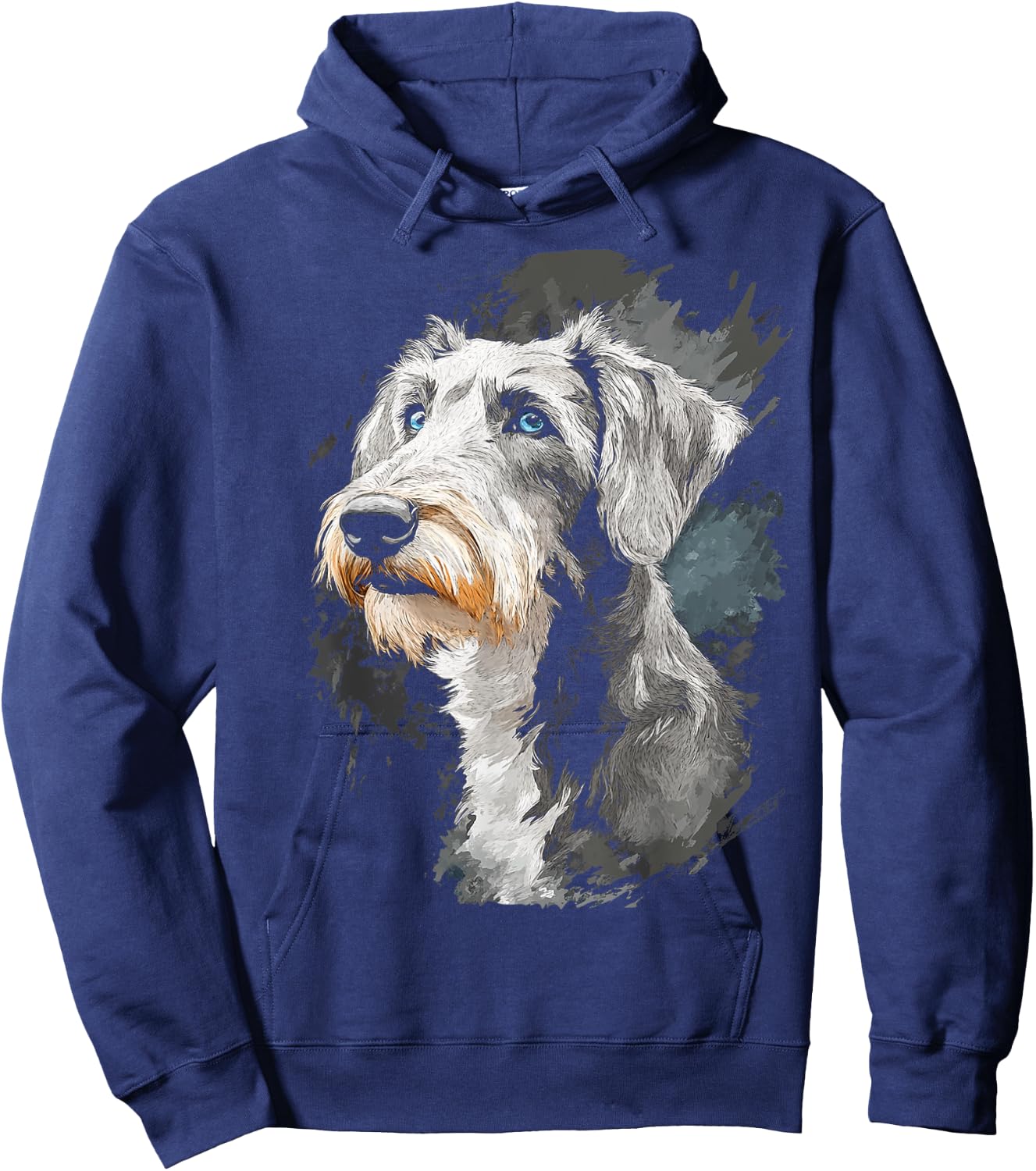 Irish Wolfhound Dog Motif Pet Art Blue Eyes Irish Wolfhound Hoodie - Hoodie | Navy