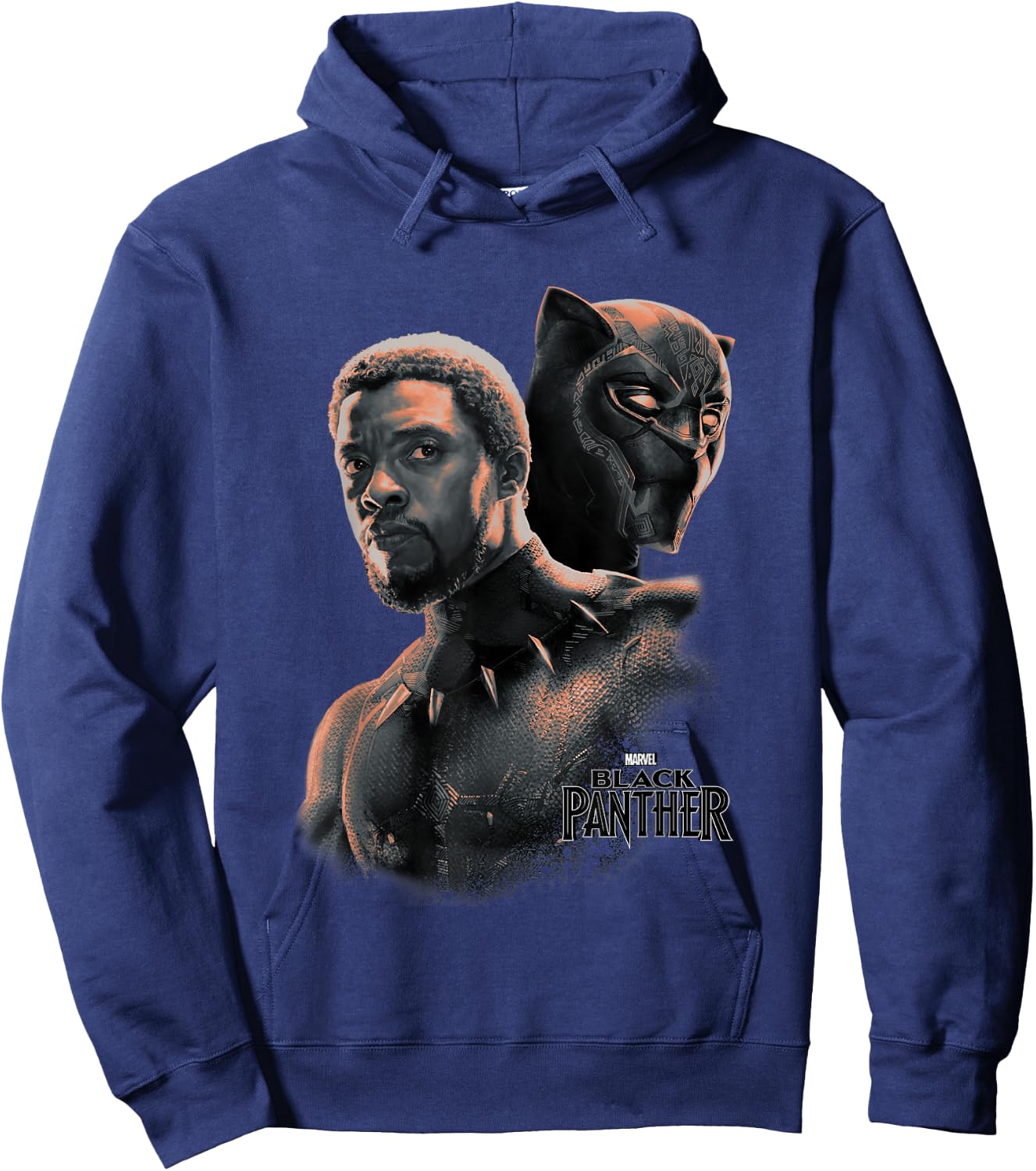 Marvel Black Panther T'Challa Unmasked Portrait Short Sleeve Hoodie - Hoodie | Navy