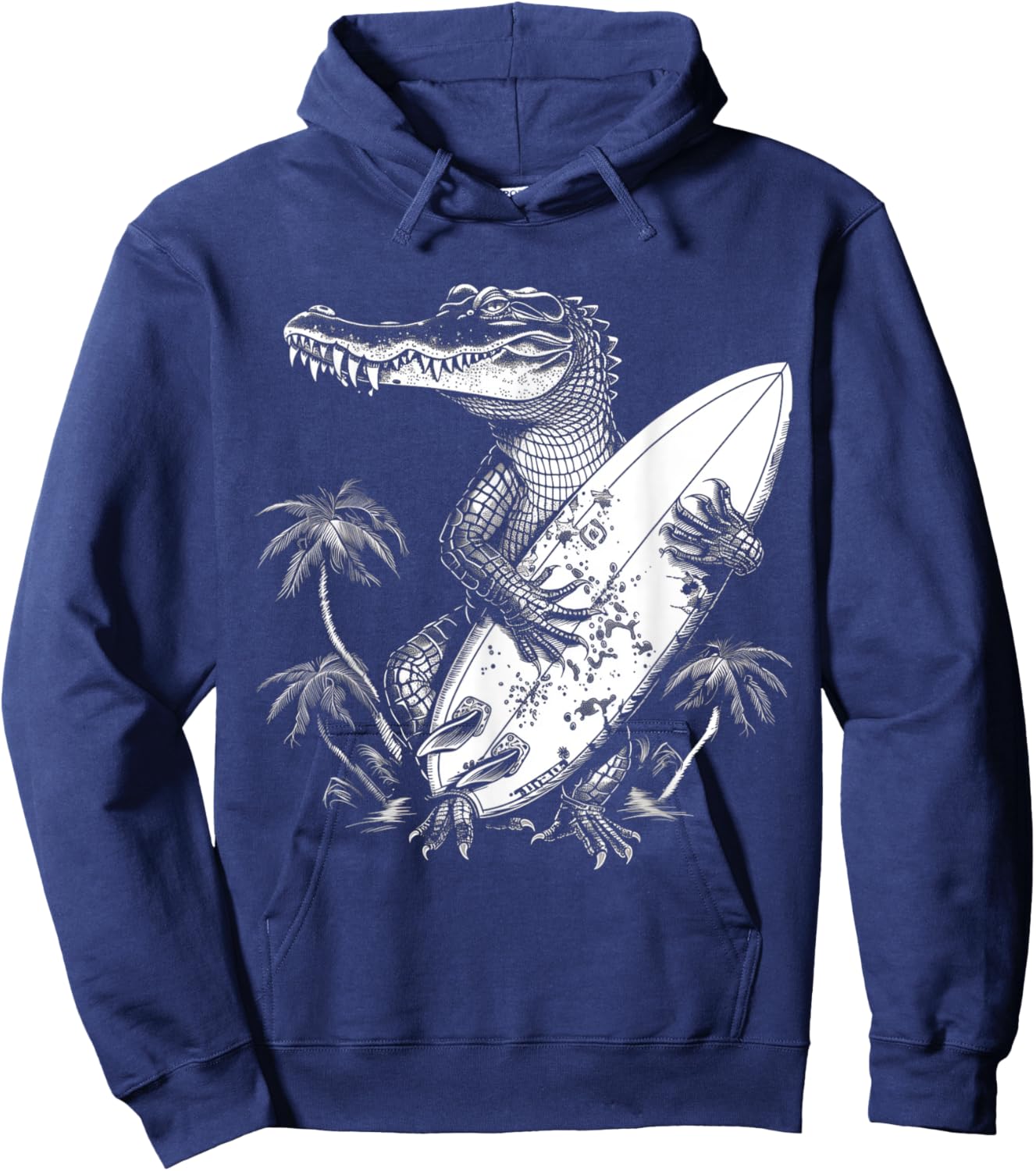 Alligator Gator Crocodile Surf Surfer Reptile Lover Funny Hoodie - Hoodie | Navy