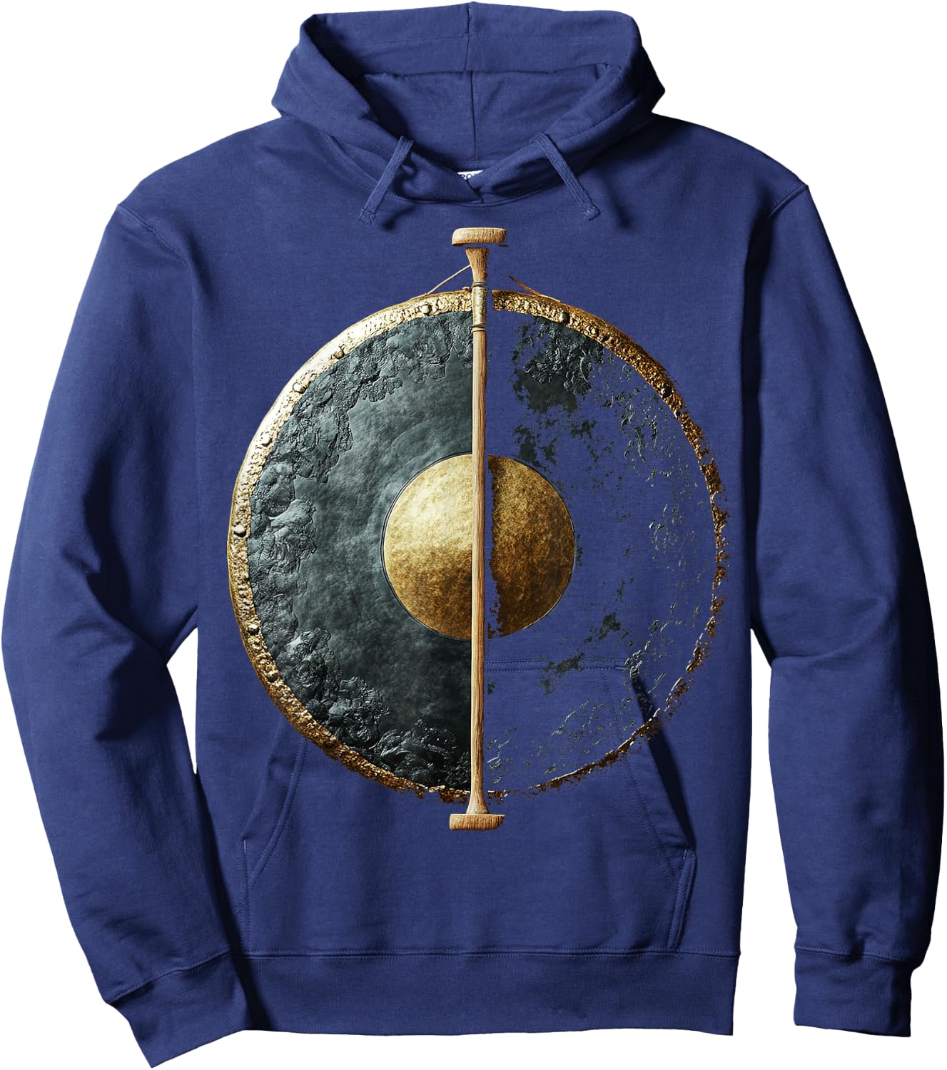 Gong Music Instrument Motif Art Gong Hoodie - Hoodie | Navy