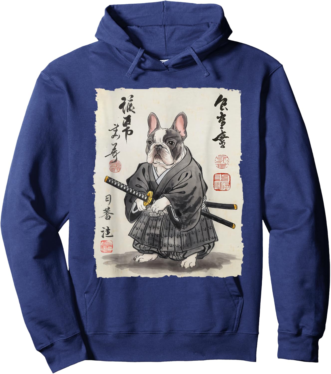 French Bulldog Samurai Japanese Ink Art Women Kids Hoodie - Hoodie | Navy
