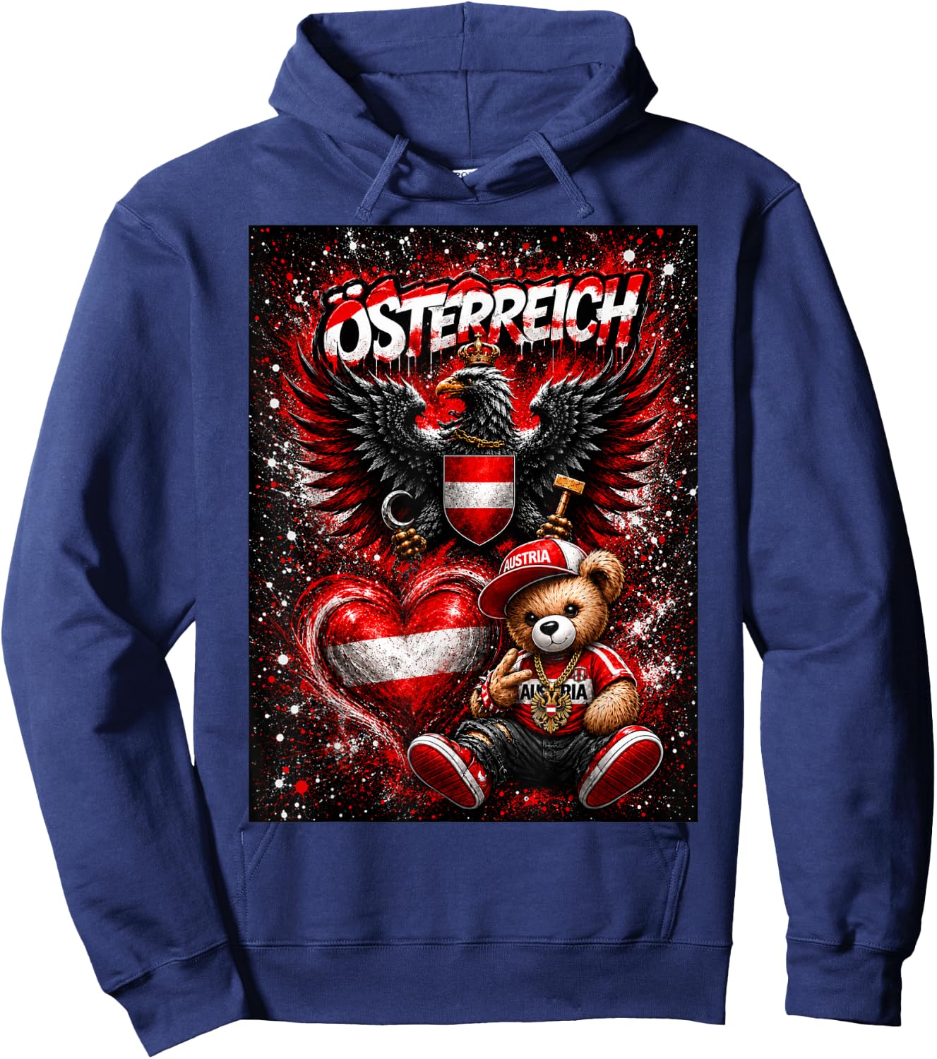 Österreich Adler & Bär Trikot Austria Herren Damen Geschenk Hoodie - Hoodie | Navy