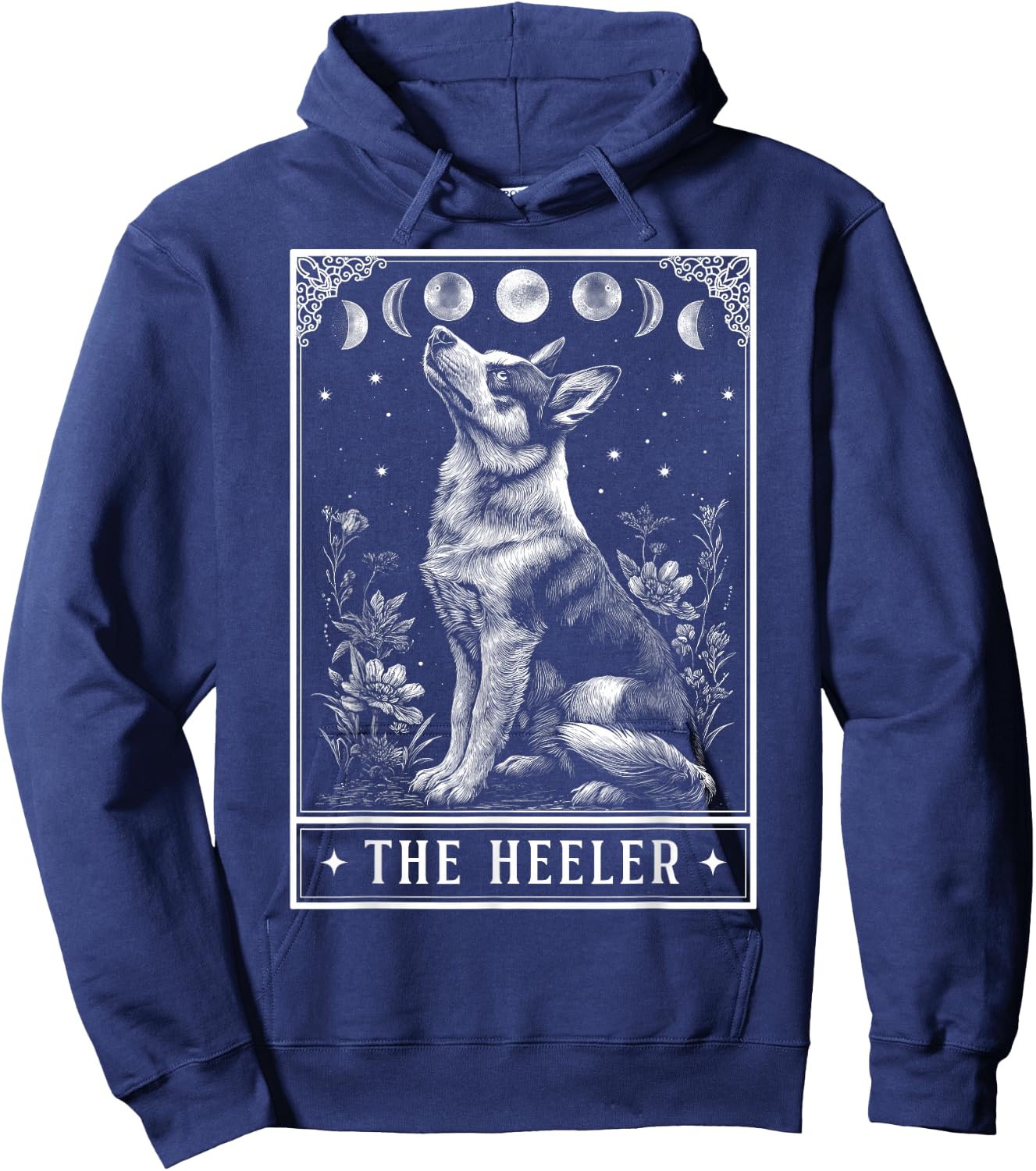 The Heeler Australian Cattle Dog Tarot Card Witchy Moon Hoodie - Hoodie | Navy