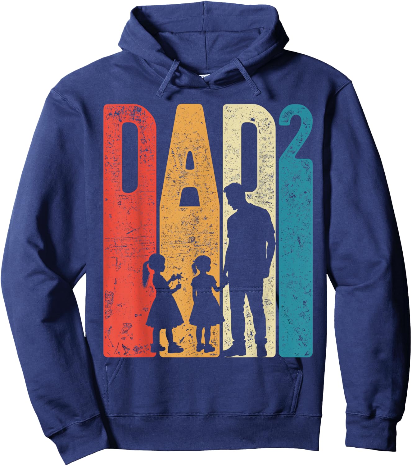 Papa Squared Father's Day Two Girls Two Daughters Father , black Hoodie - Hoodie | Navy