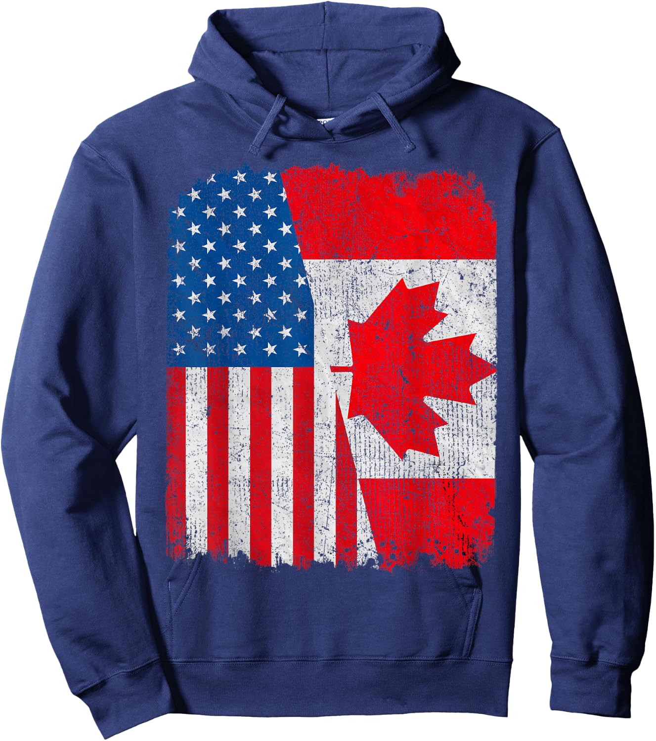 Canadian American Flag Half USA Canada Root Proud Hoodie - Hoodie | Navy