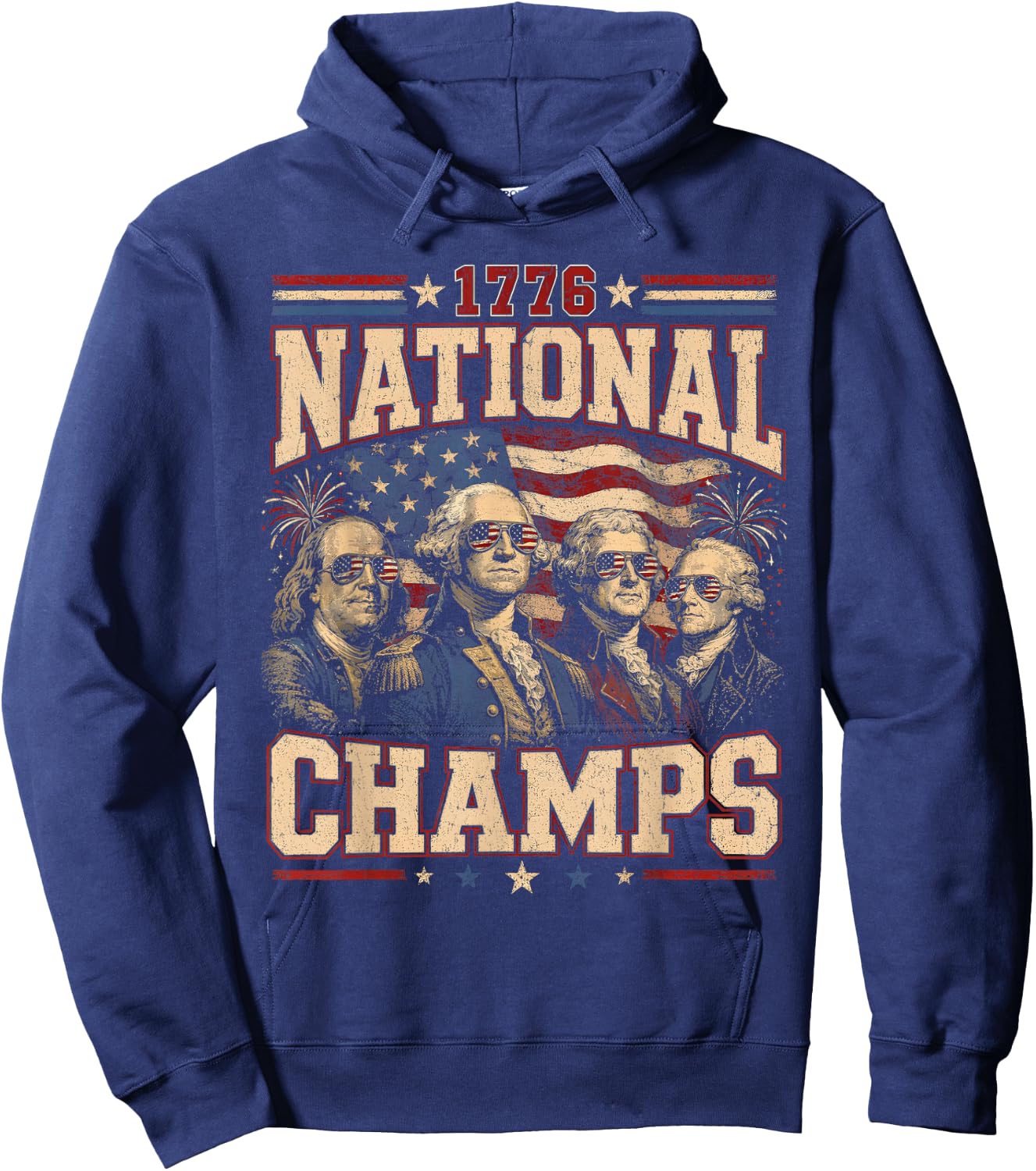Retro 1776 National Champs Funny Patriotic America Hoodie - Hoodie | Navy