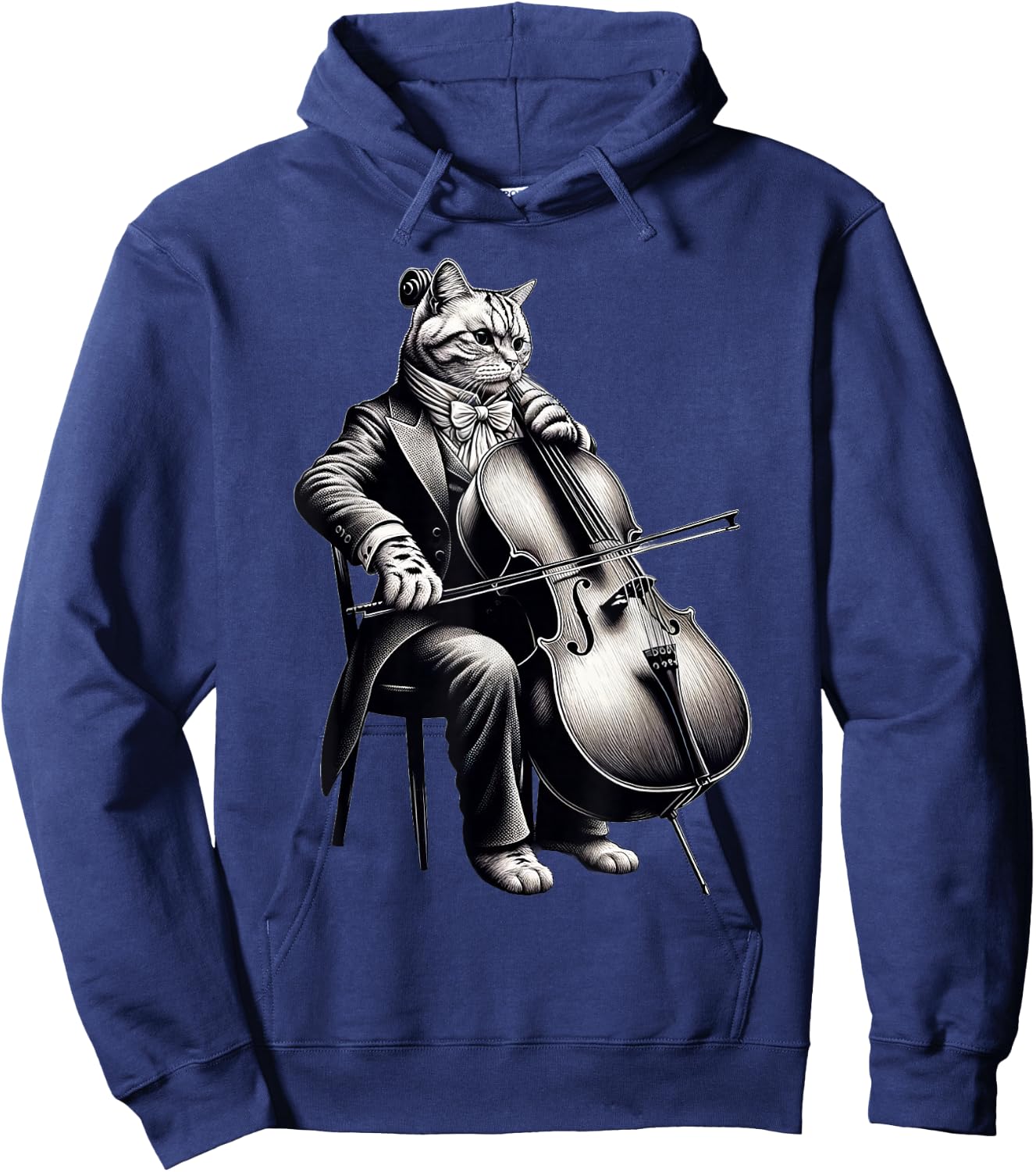 Cute Cat Playing Cello Musician Music Hoodie - Hoodie | Navy