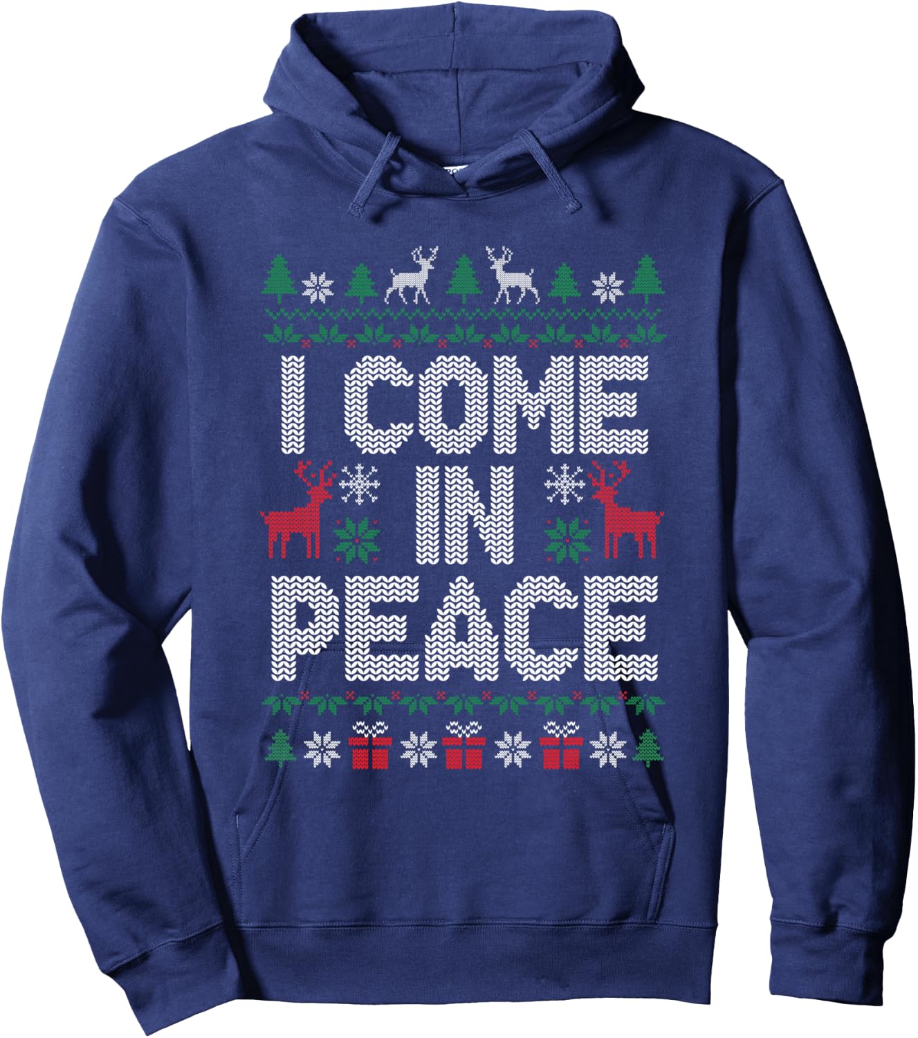 I Come In Peace Couple Matching Ugly Sweater Christmas Funny Hoodie - Hoodie | Navy