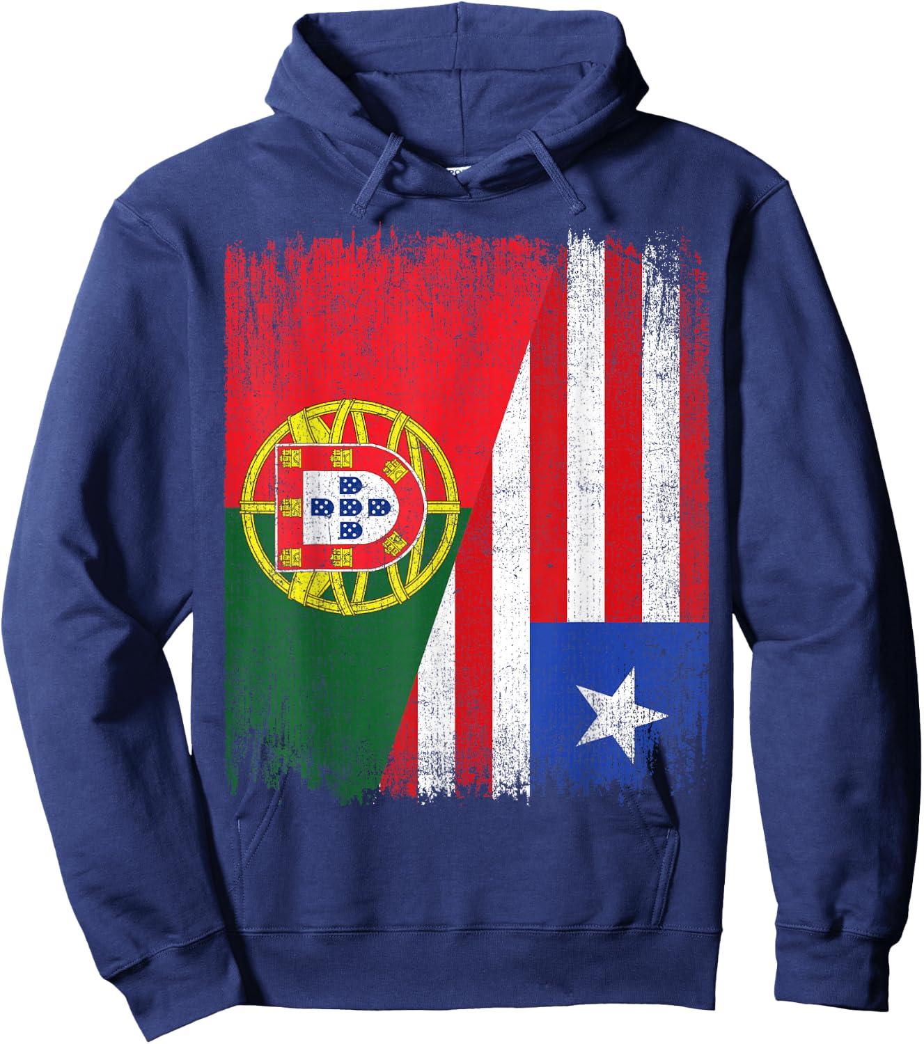 Half Portugal Liberia Split Flag Portuguese Pride Roots Hoodie - Hoodie | Navy
