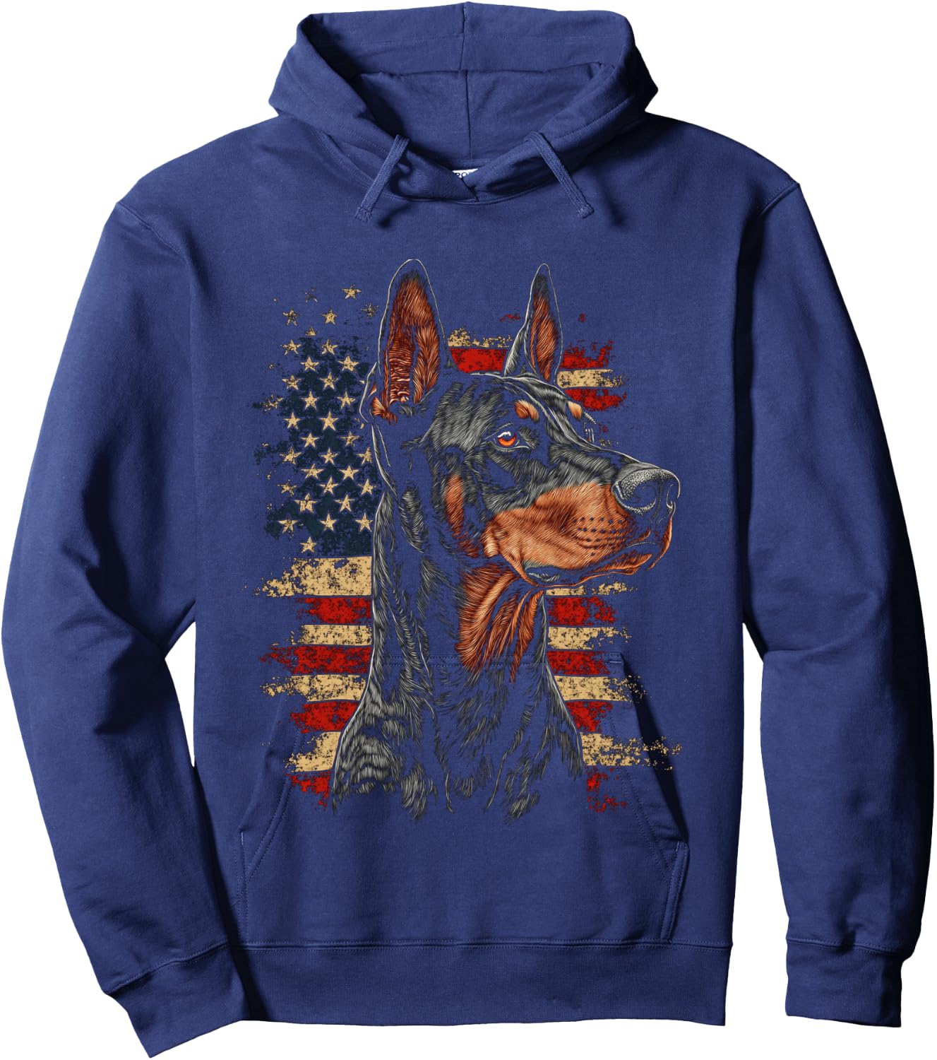 Doberman USA Flag Patriotic Dog Art Hoodie - Hoodie | Navy