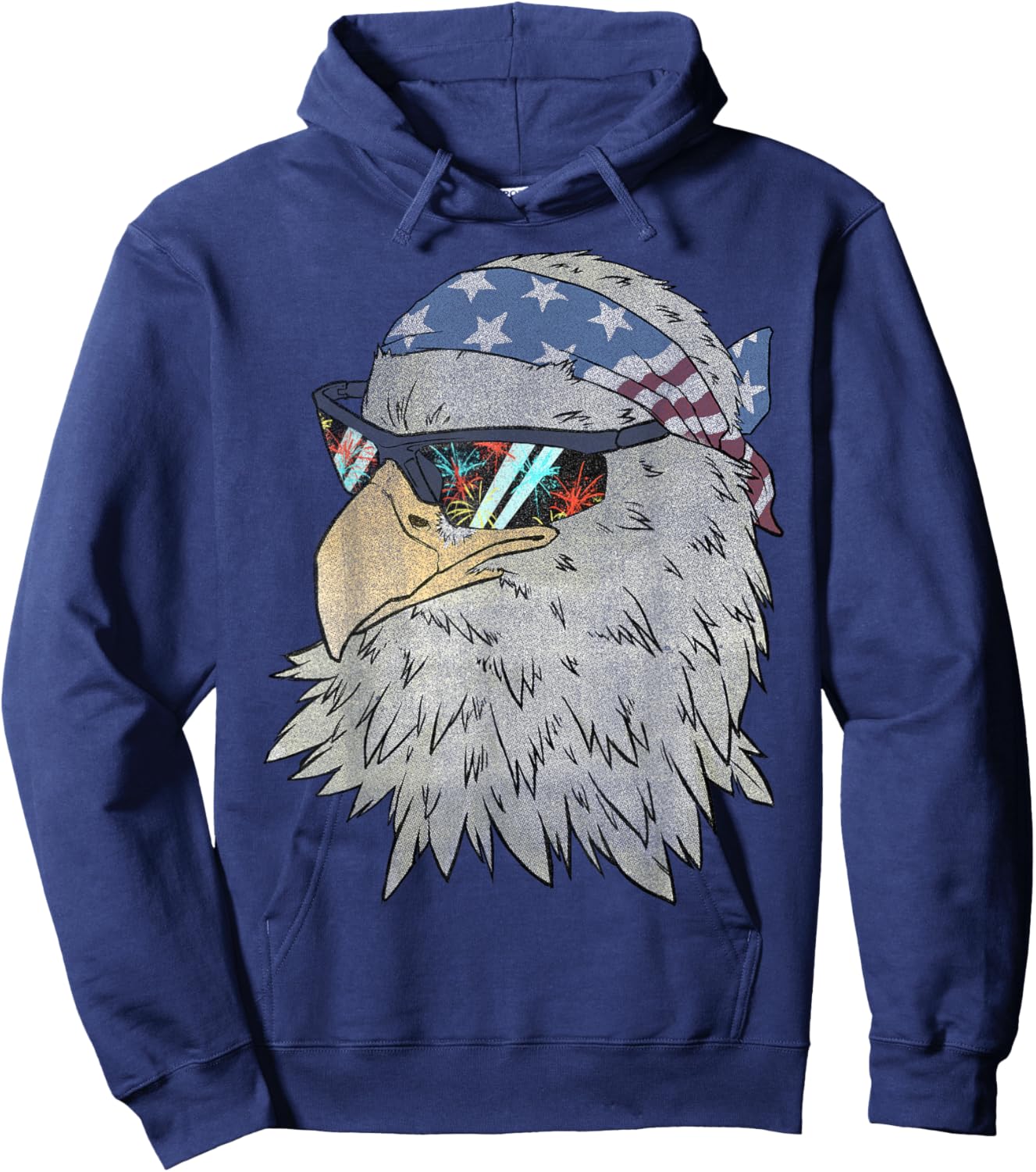 Biker Eagle Flag Bandana Firework Shades Hoodie - Hoodie | Navy