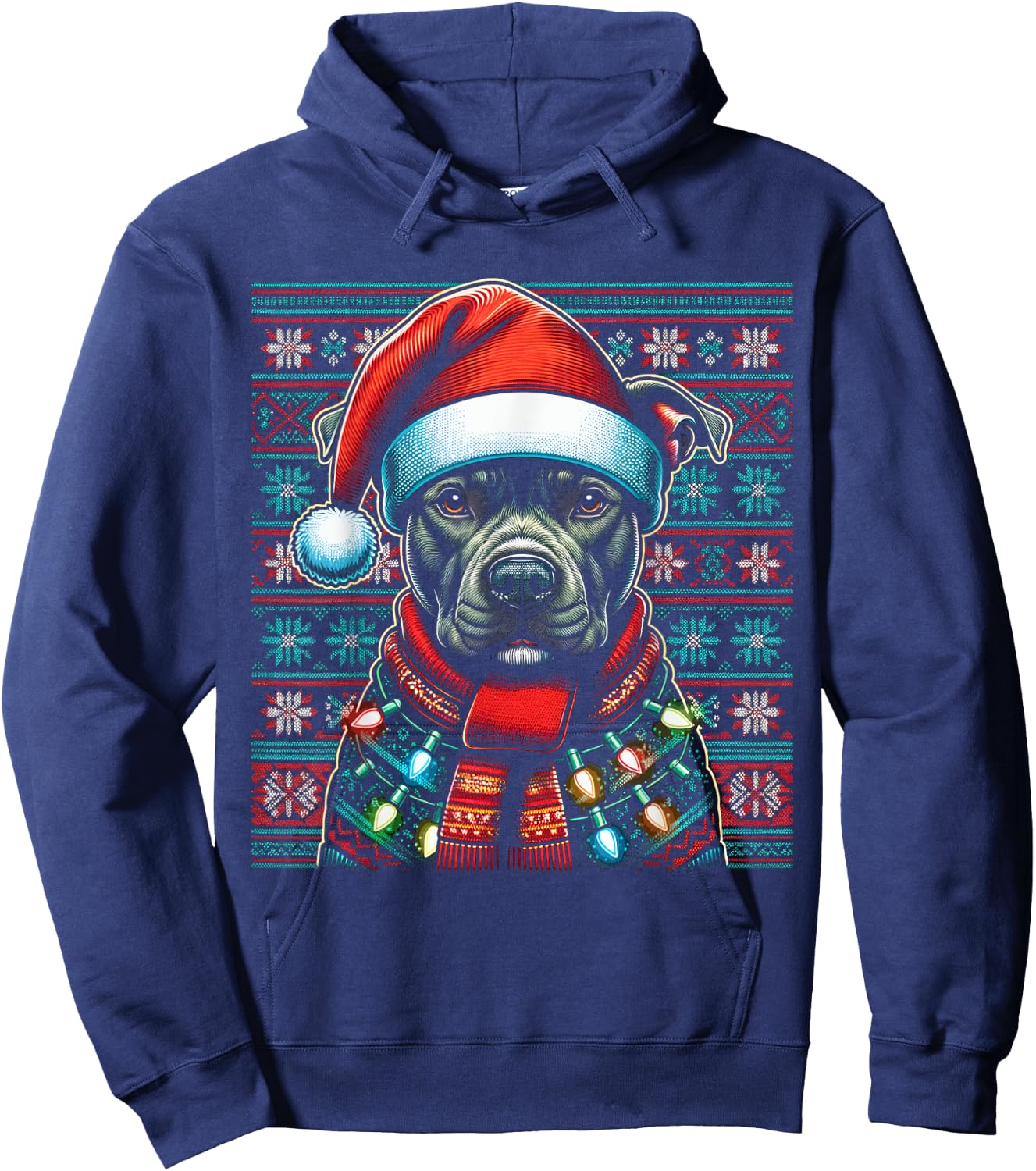 Christmas Pit bull Xmas Pit Bull Mom Dog Lover Santa Hoodie - Hoodie | Navy