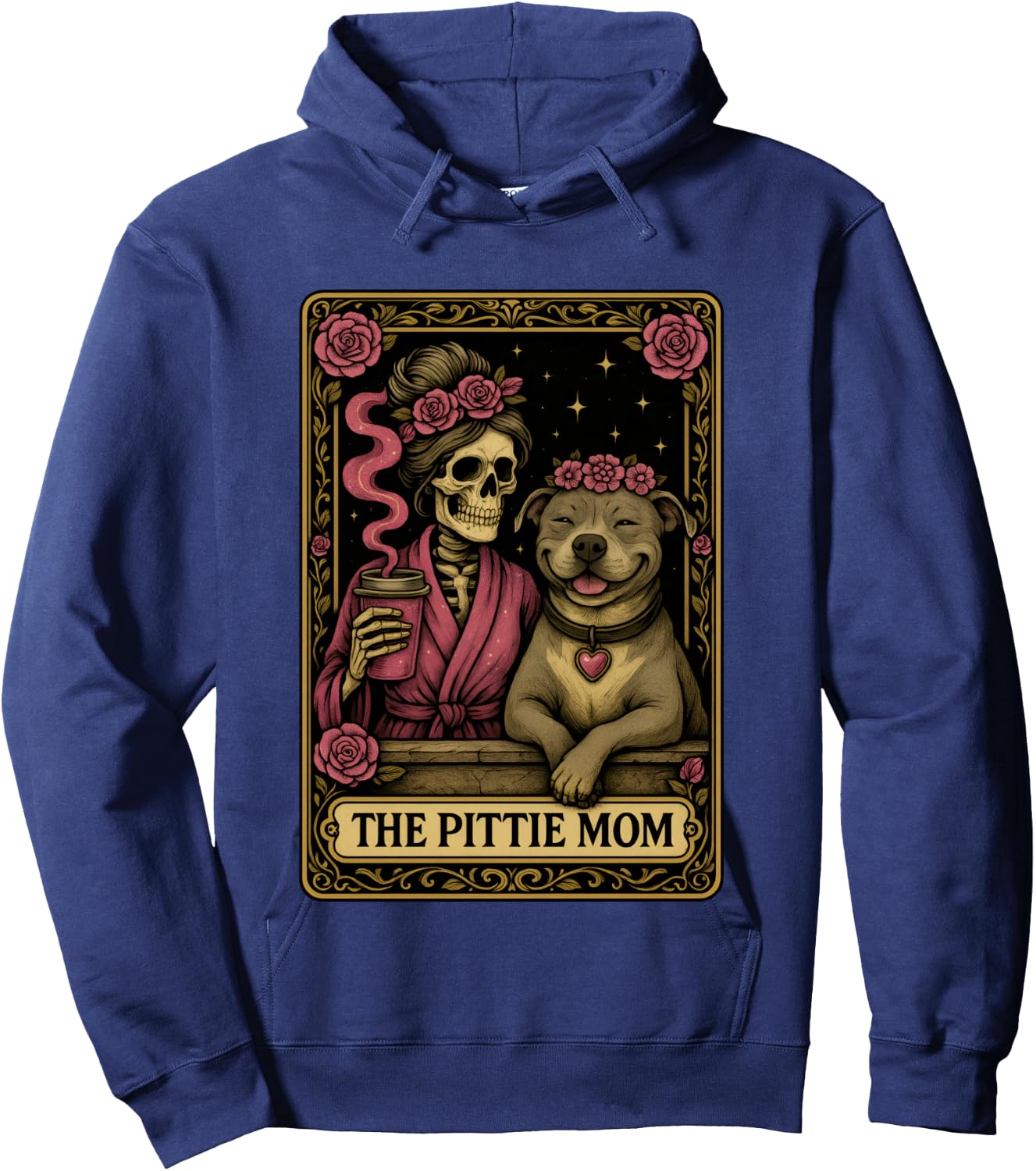 The Pittie Mom Tarot Card Cute Pit Bull Smiling Pitbull Love Hoodie - Hoodie | Navy