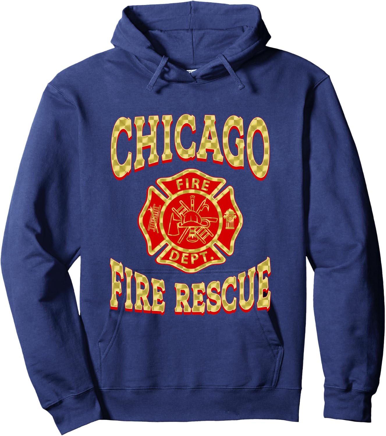 Retro Fire Department Chicago Firefighter Flag Rescue Hoodie - Hoodie | Navy