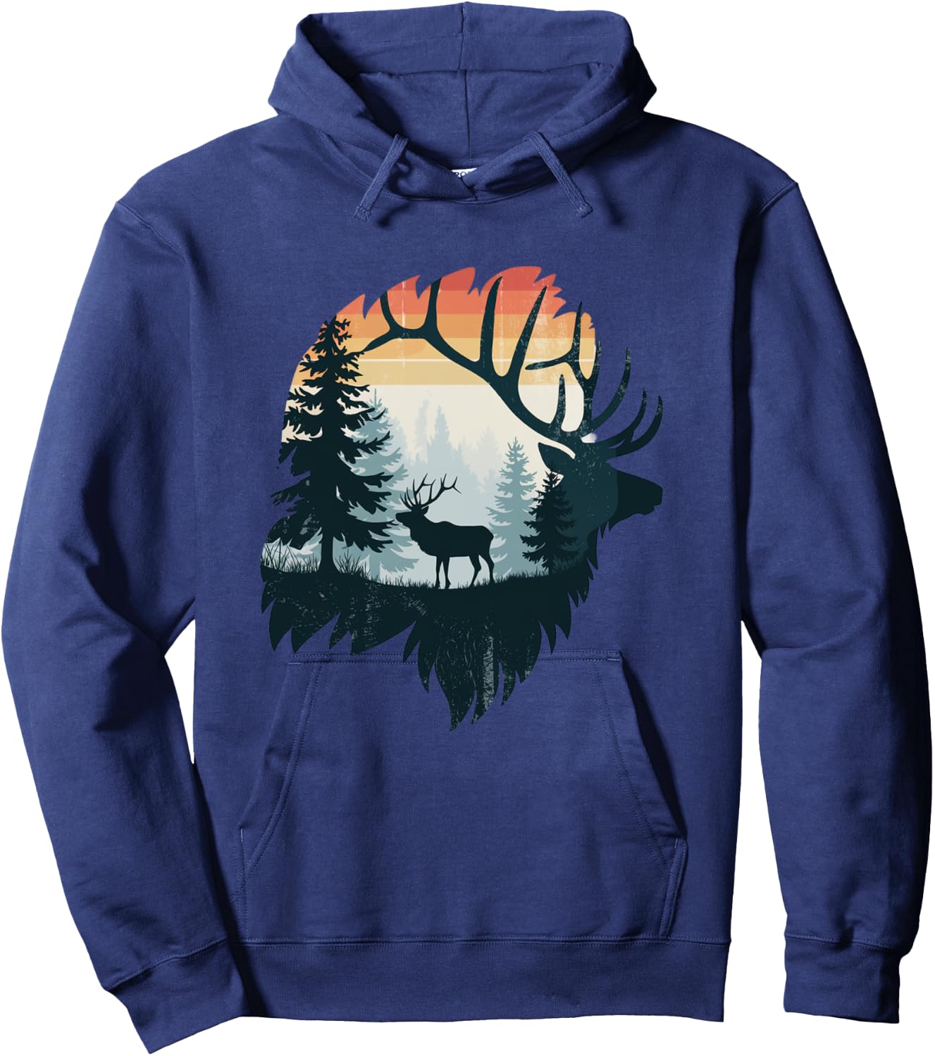 Elk Hunting Hiking Outdoor Camping Forest Men Women Elk Hoodie - Hoodie | Navy