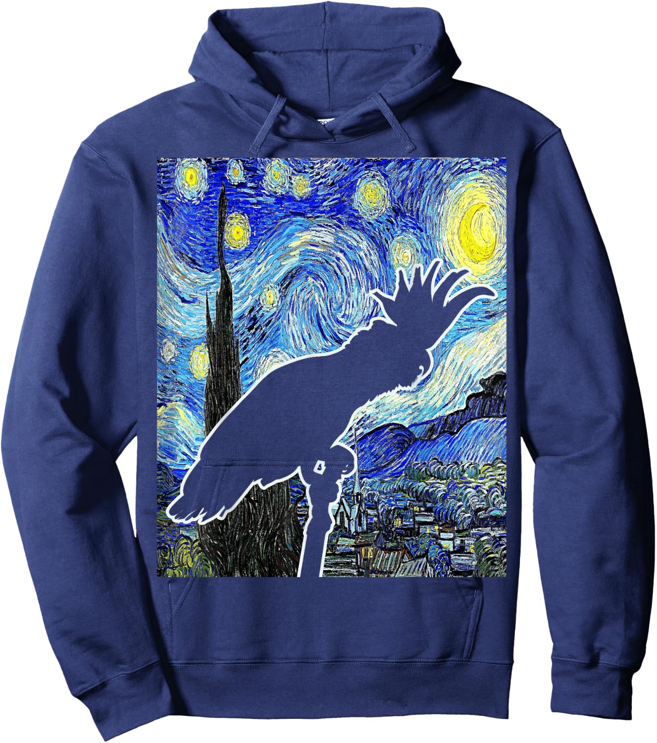Cockatoo Starry Night Van Gogh Cockatoo Parrot Birding Hoodie - Hoodie | Navy