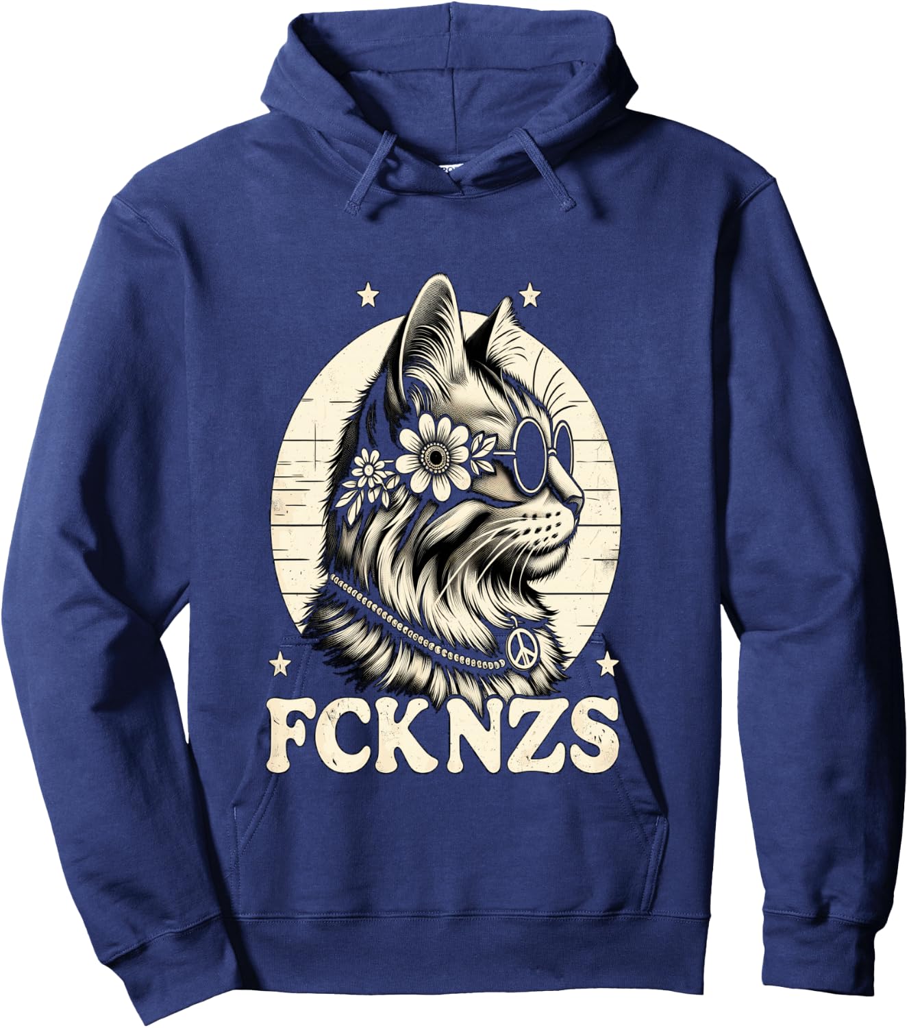FCK NZS, süße Katze Langarmshirt Hoodie - Hoodie | Navy