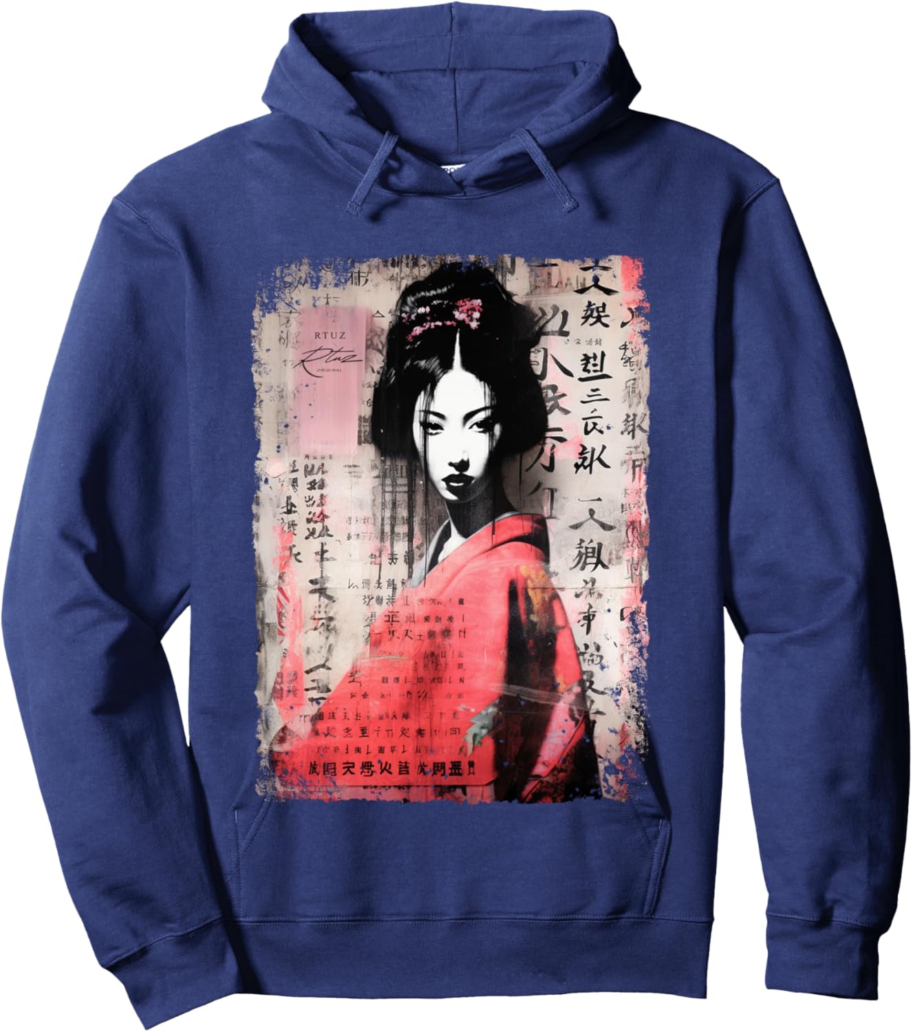 Geisha Asia Japan Woman Vintage Culture Tokyo Geisha , Black Hoodie - Hoodie | Navy