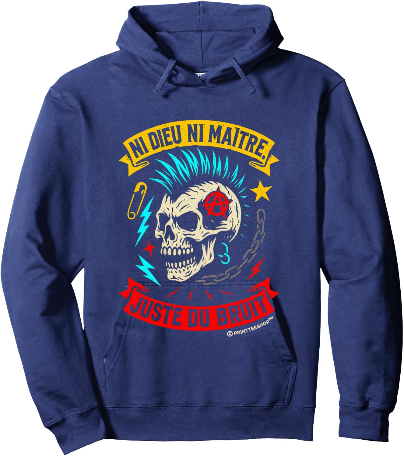 Punk Rock Music Skull Anarchist - Neither God nor Master Hoodie - Hoodie | Navy