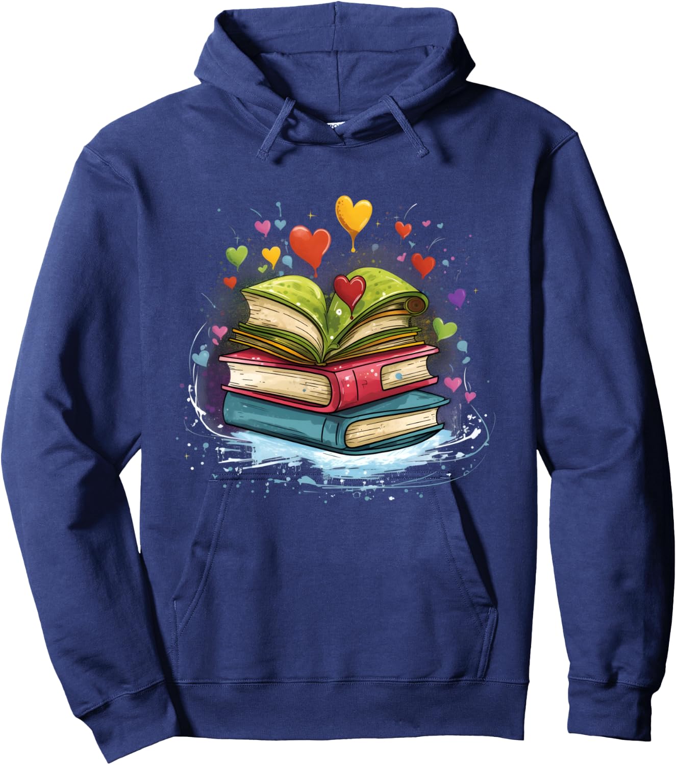 Bunte Bücher Damen Liebe Bücher Aquarell Booklover Langarmshirt Hoodie - Hoodie | Navy