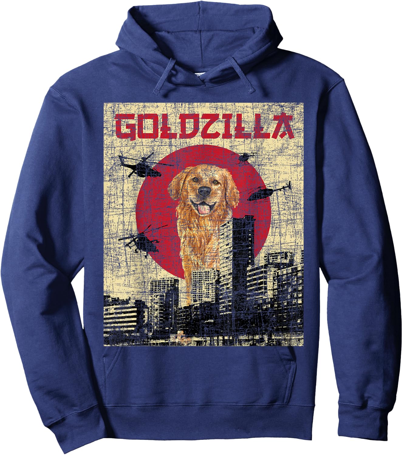 Goldzilla - Golden Retriever Dog Owner Canine Lover Women Kids Hoodie - Hoodie | Navy