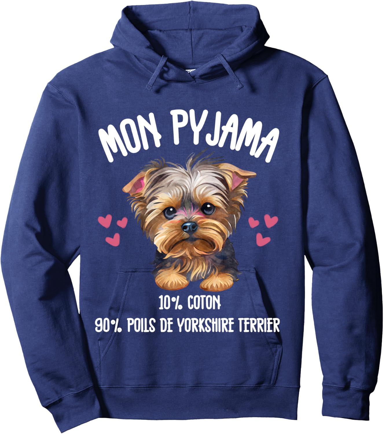 Yorkshire Terrier Cadeau Humour Pyjama Chien Yorki e , Black, S Hoodie - Hoodie | Navy
