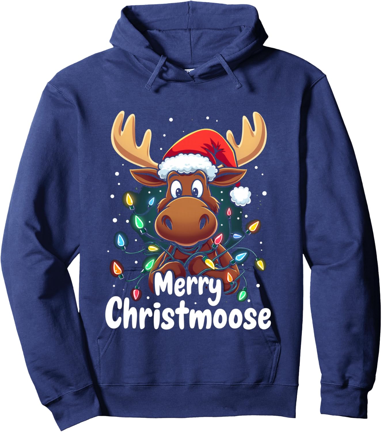 Merry Christmoose Christmas Moose Holiday Hoodie - Hoodie | Navy