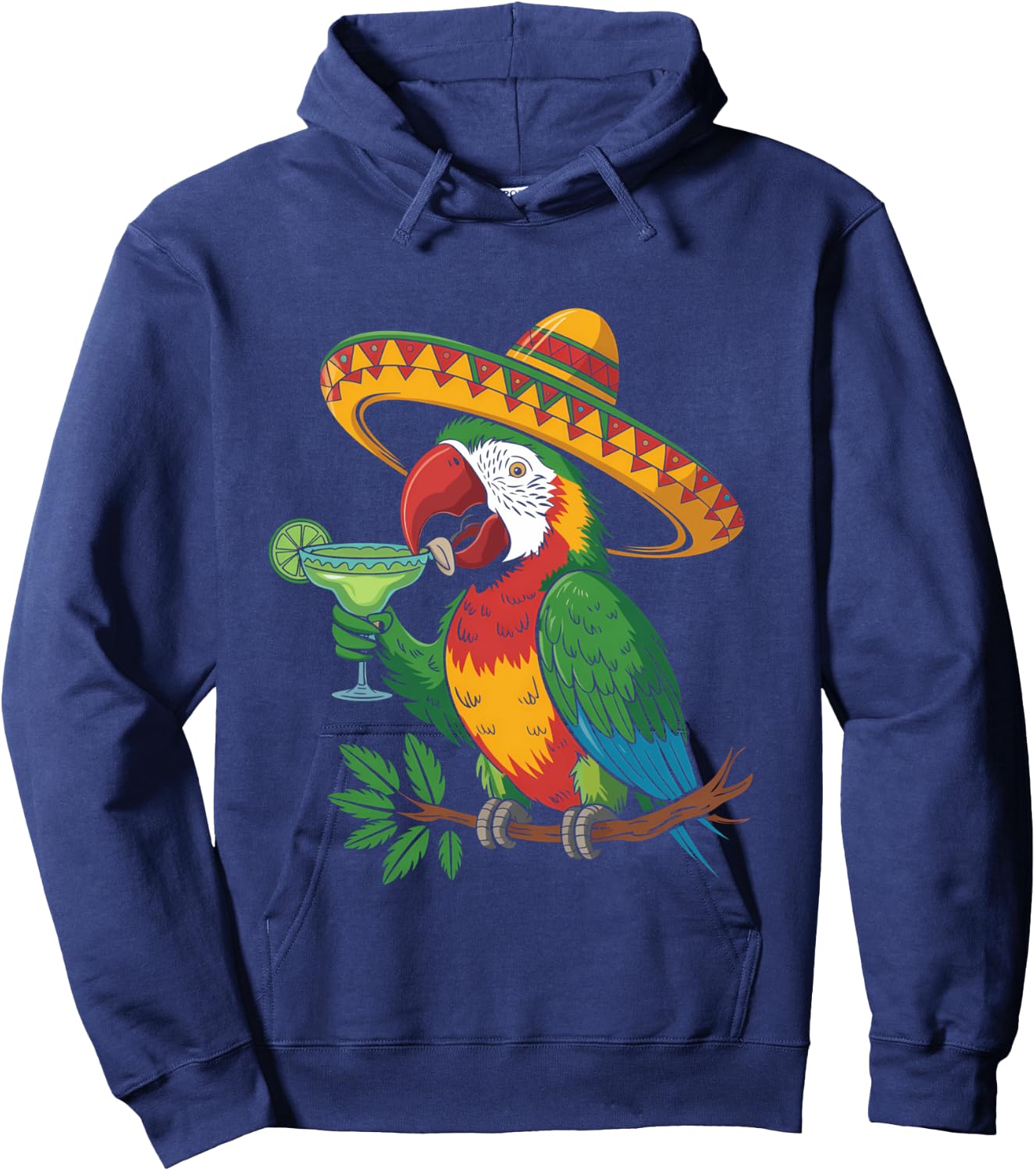 Funny Parrot Drinking Margarita Hoodie - Hoodie | Navy